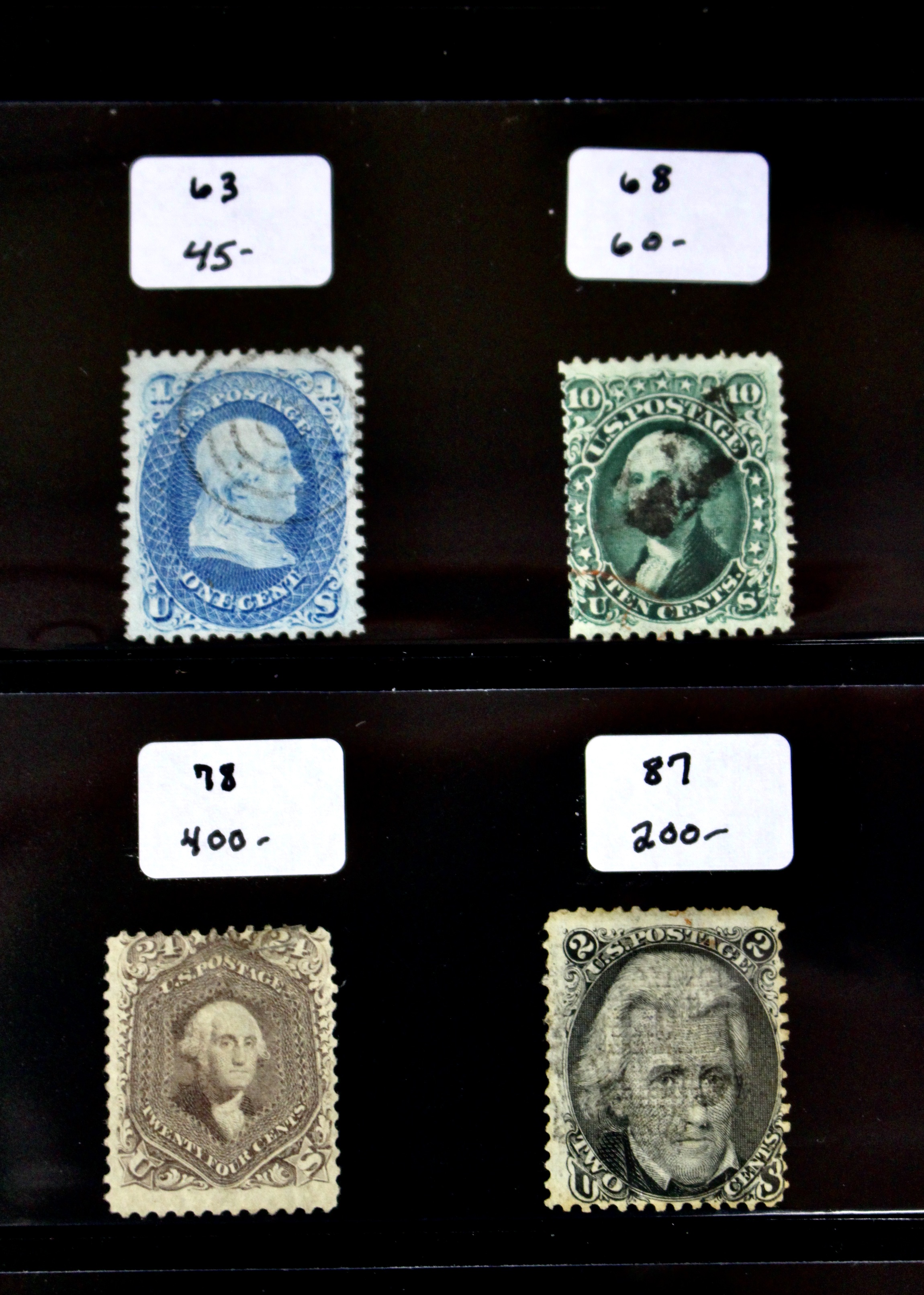 Group of Twenty Early U.S. Postage Stamps, Scott 24 to 159