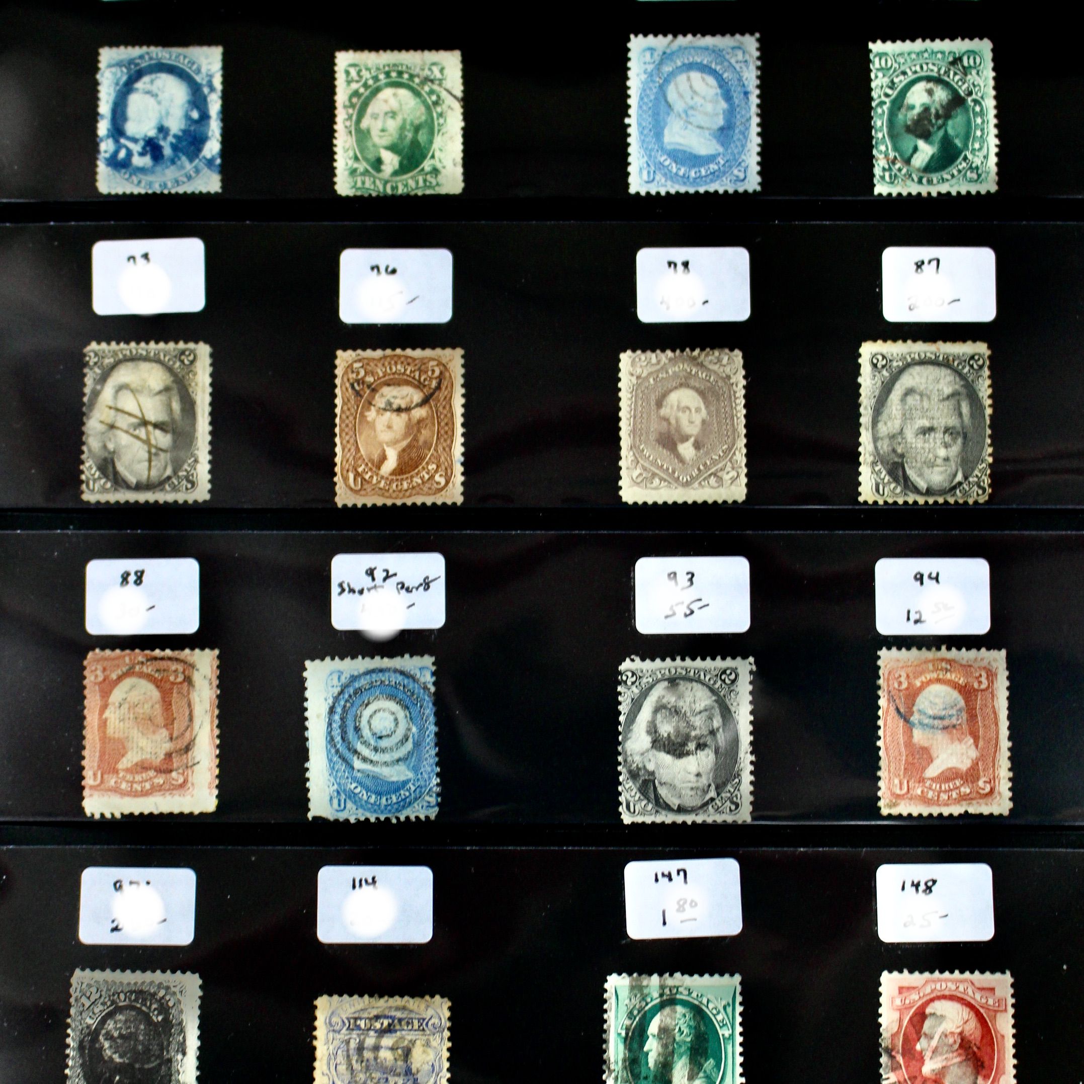 Group of Twenty Early U.S. Postage Stamps, Scott 24 to 159