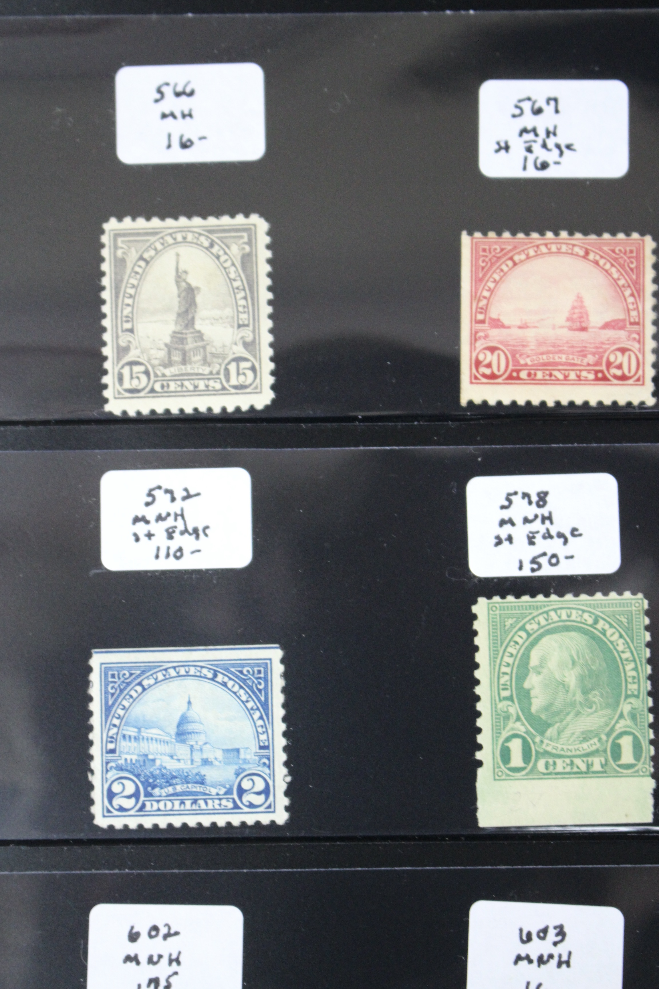 Twenty Early Mint Condition U.S. Postage Stamps, Scott 553 to 723