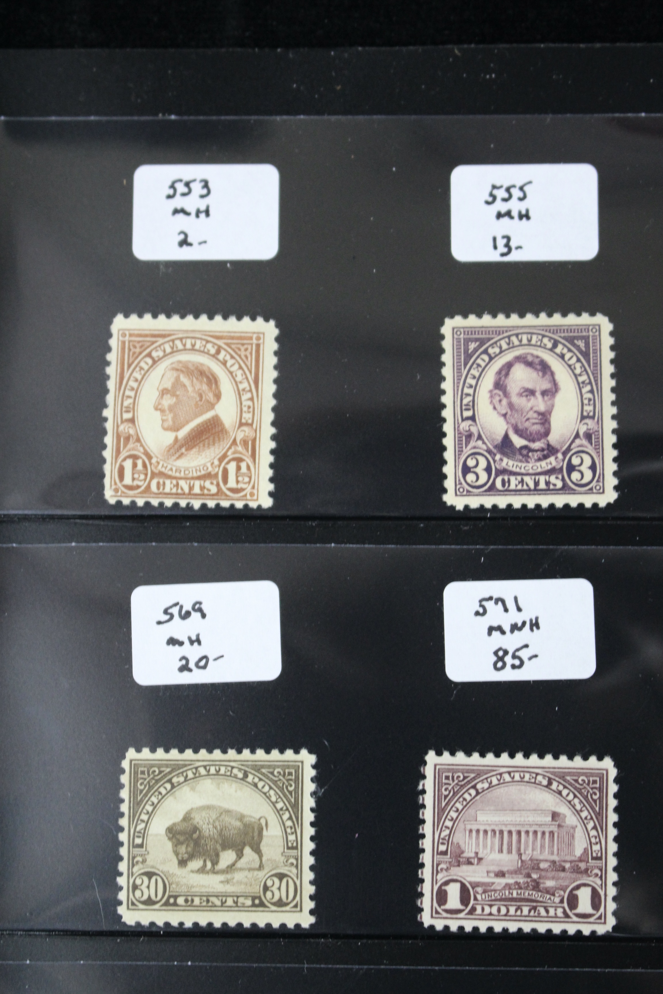Twenty Early Mint Condition U.S. Postage Stamps, Scott 553 to 723