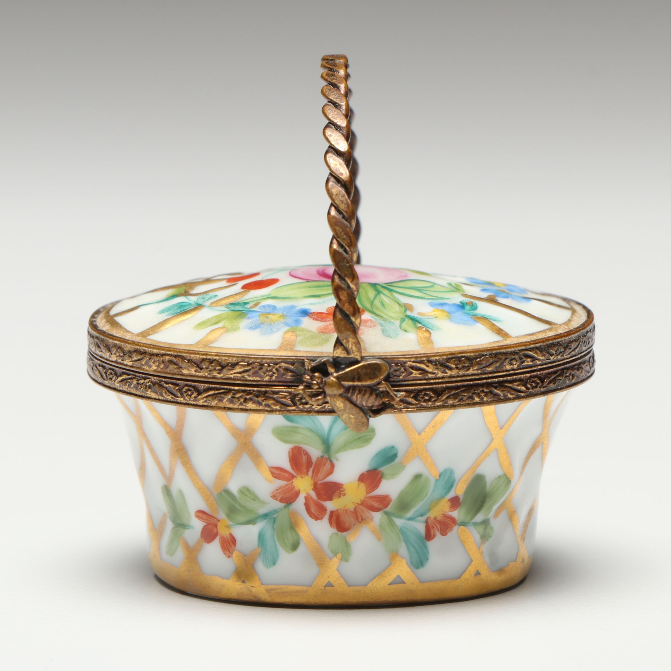 Chamart Hand-Painted Porcelain Basket Limoges Box