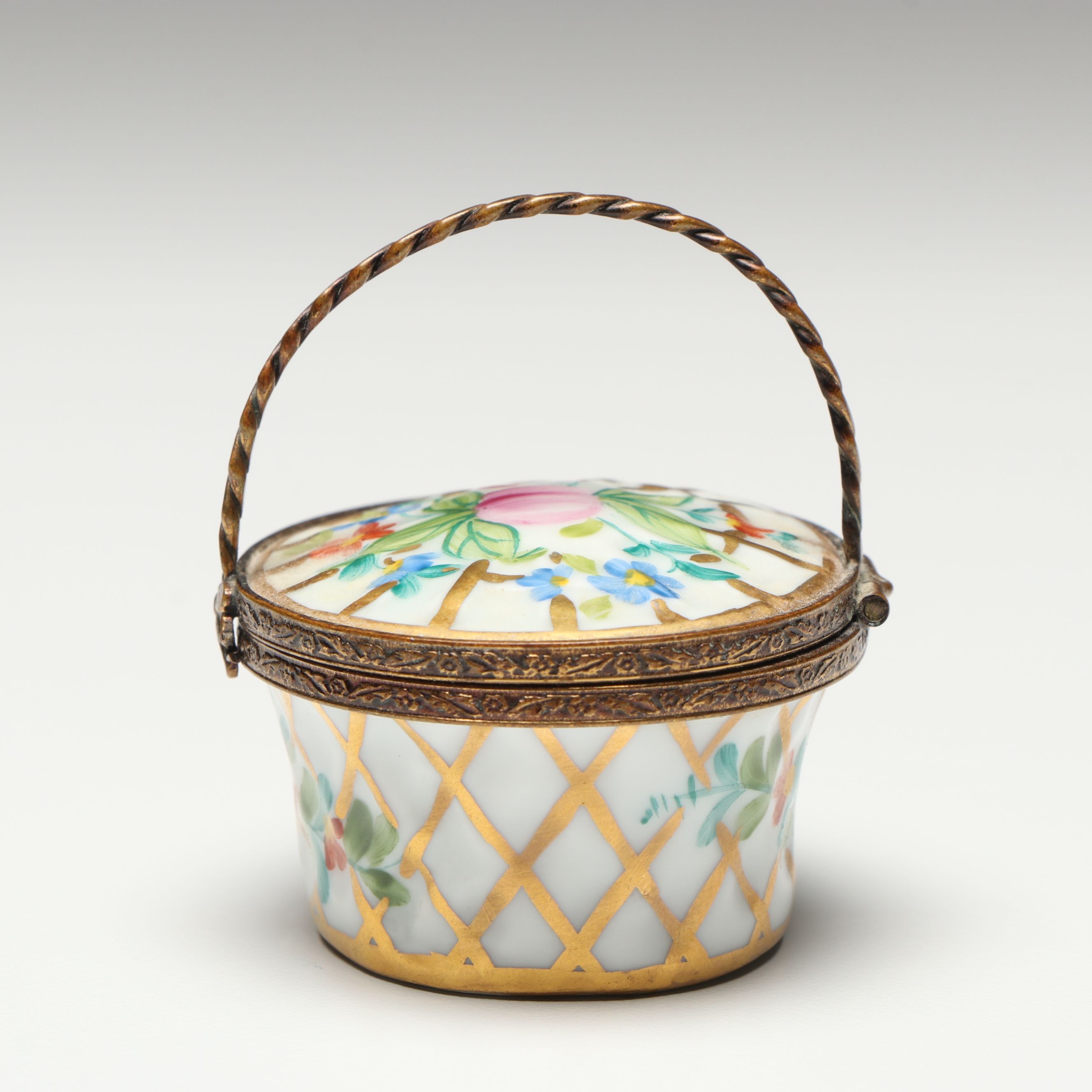 Chamart Hand-Painted Porcelain Basket Limoges Box
