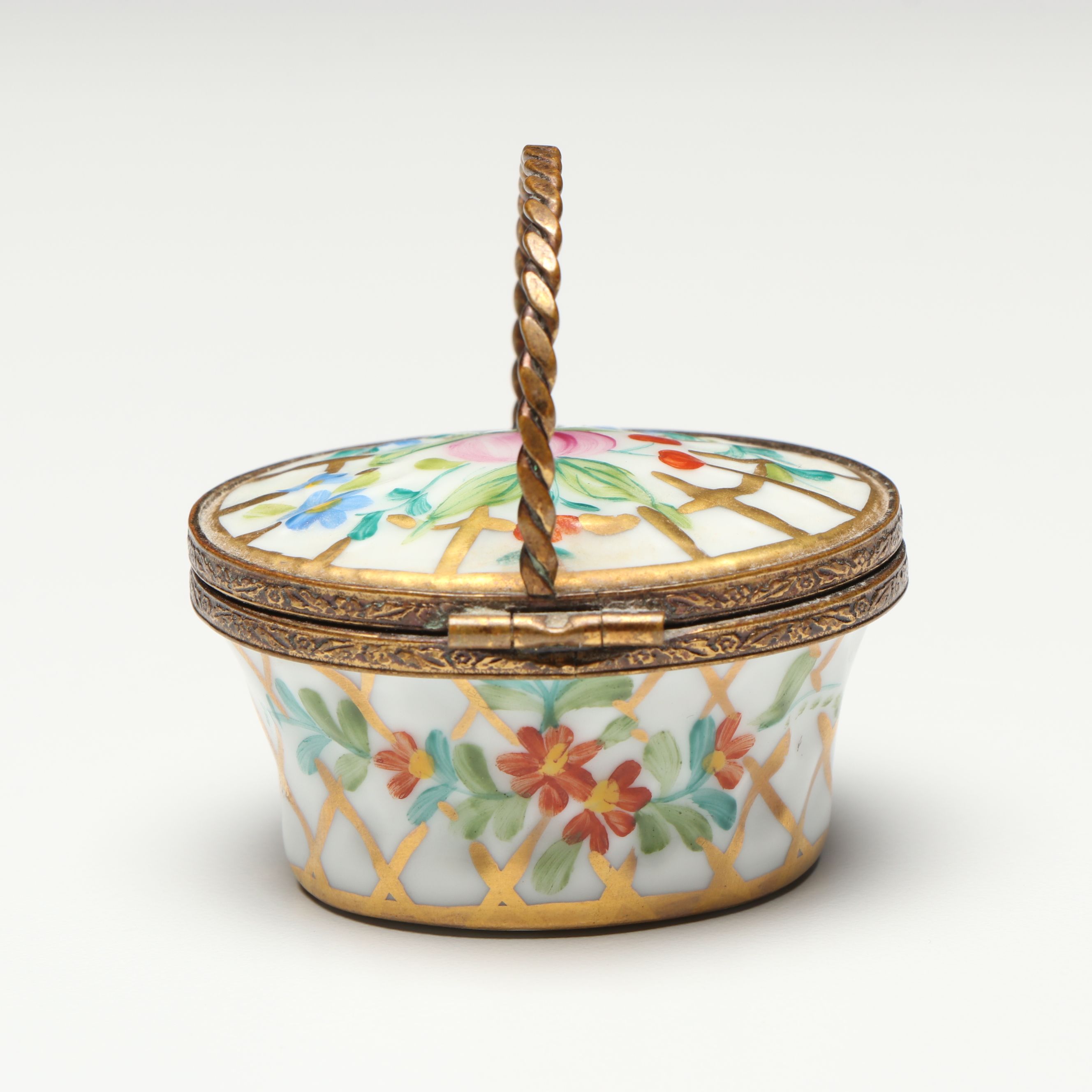 Chamart Hand-Painted Porcelain Basket Limoges Box
