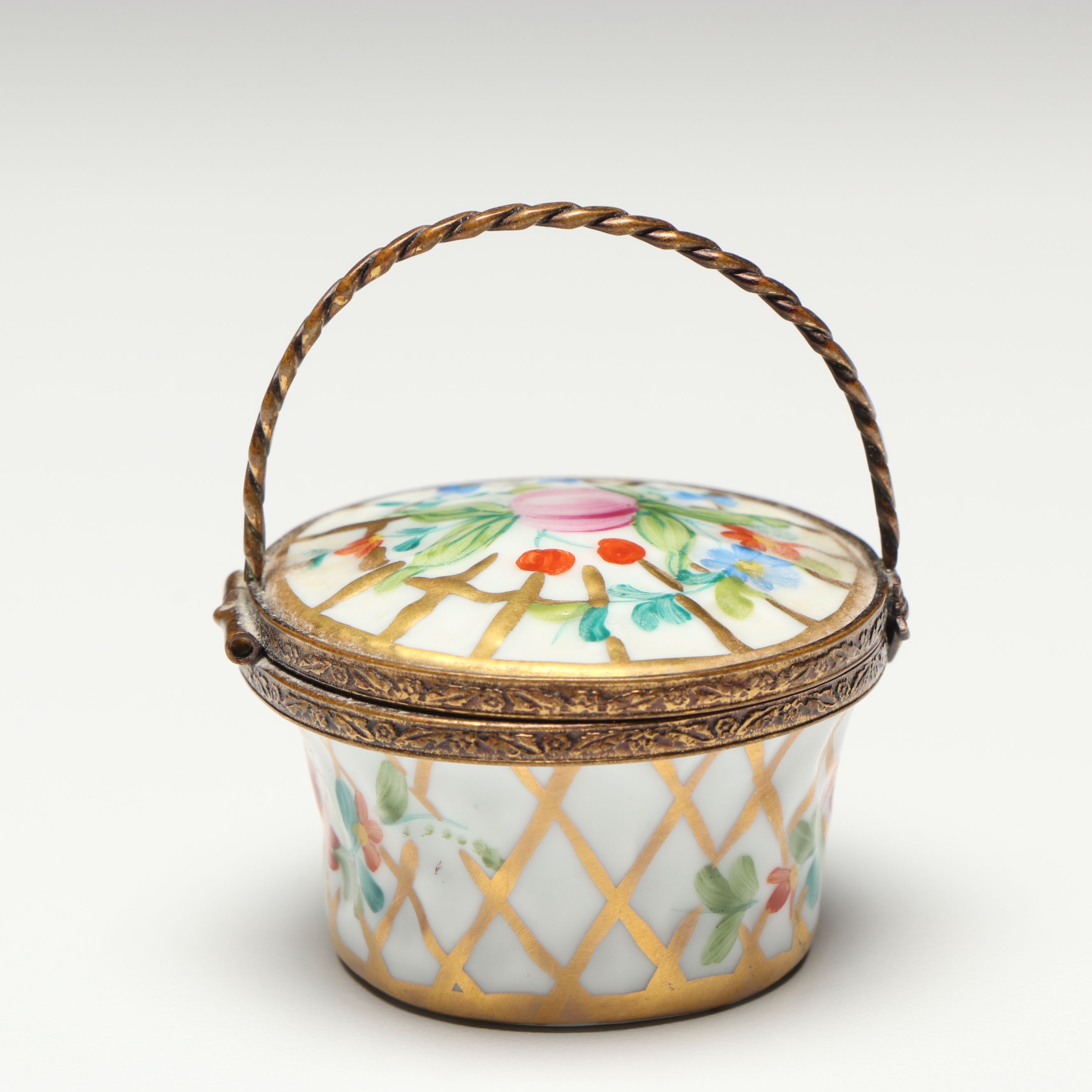 Chamart Hand-Painted Porcelain Basket Limoges Box