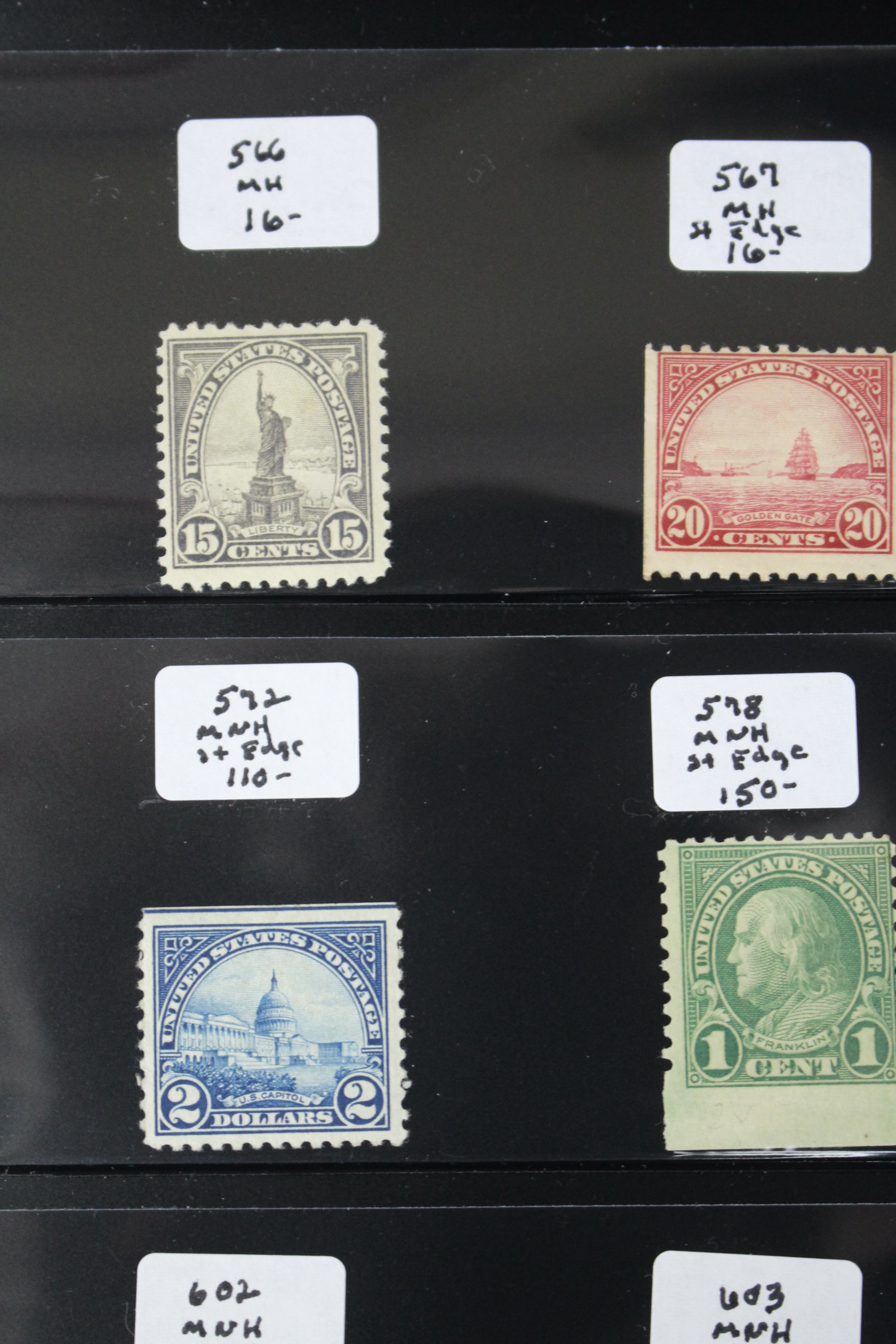 Twenty Early Mint Condition U.S. Postage Stamps, Scott 553 to 723