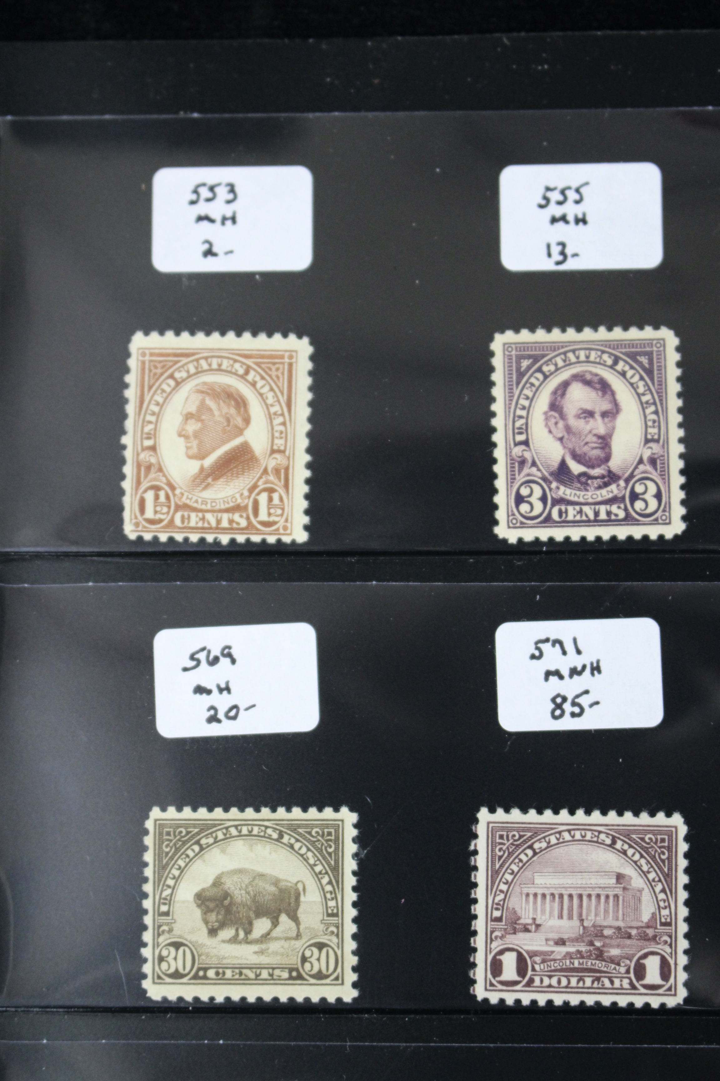 Twenty Early Mint Condition U.S. Postage Stamps, Scott 553 to 723