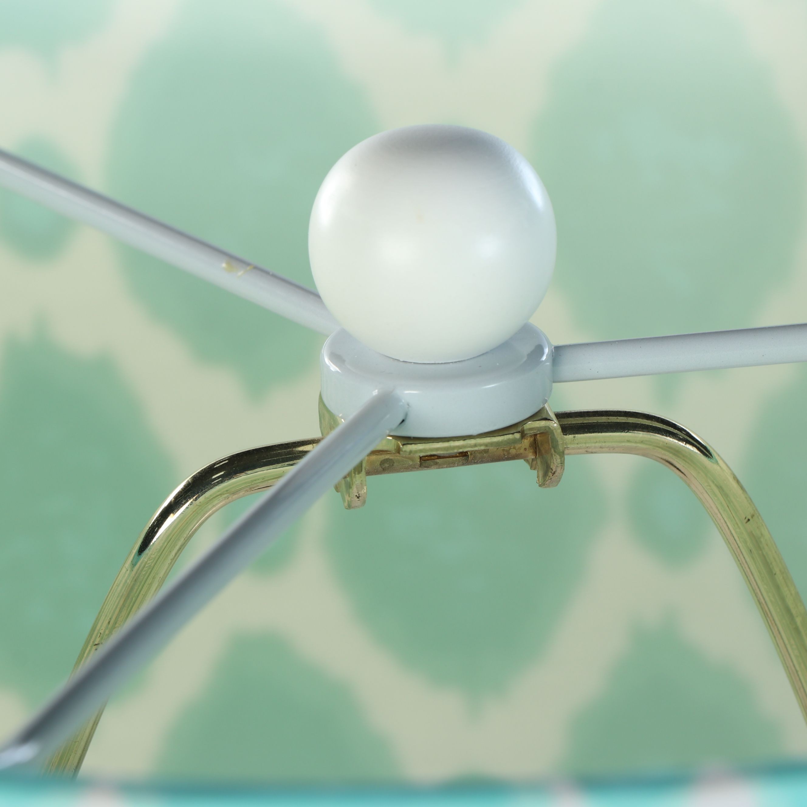 Pottery Barn "Stella" Wood Side Table and White Table Lamps with Pompom Shades