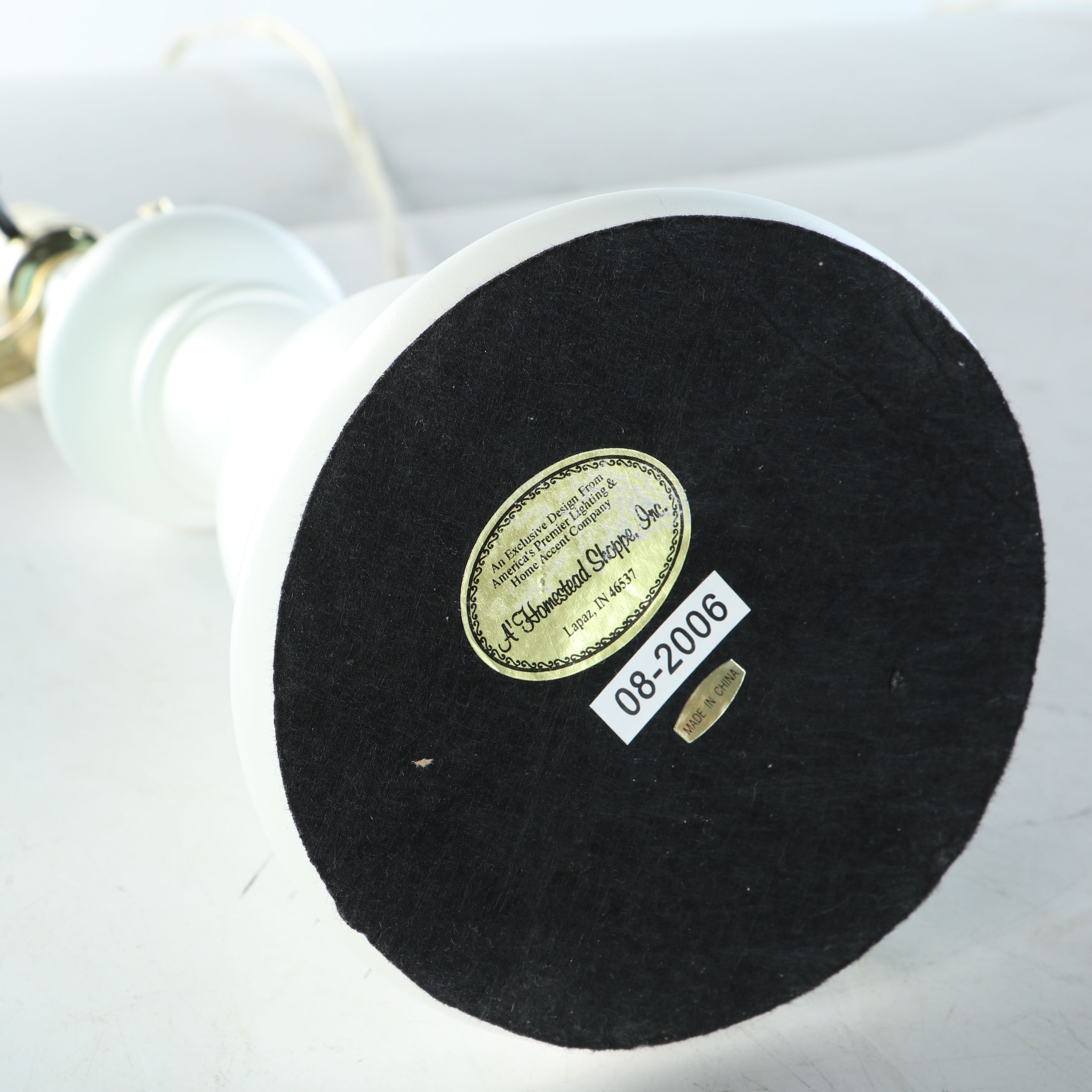 Pottery Barn "Stella" Wood Side Table and White Table Lamps with Pompom Shades