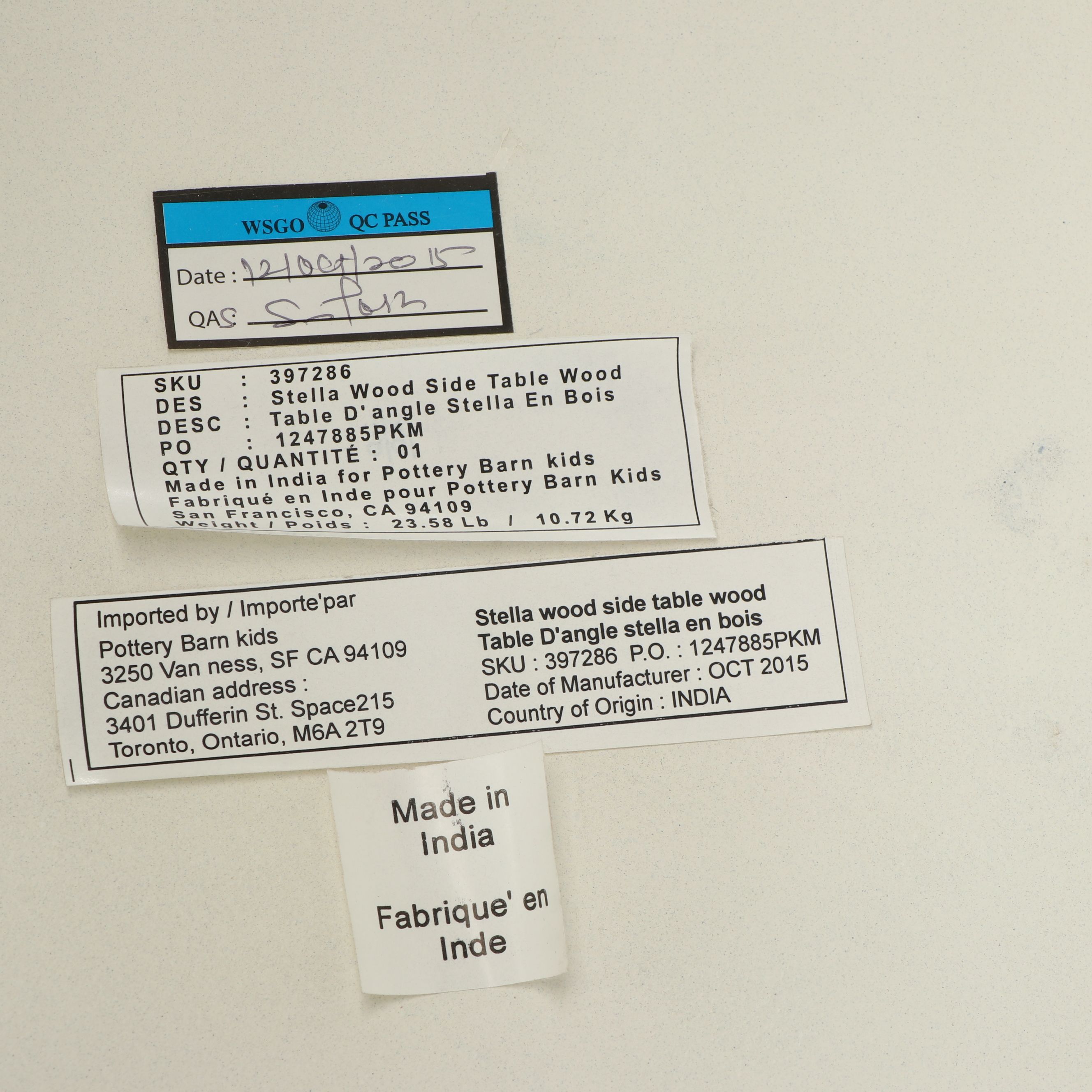 Pottery Barn "Stella" Wood Side Table and White Table Lamps with Pompom Shades