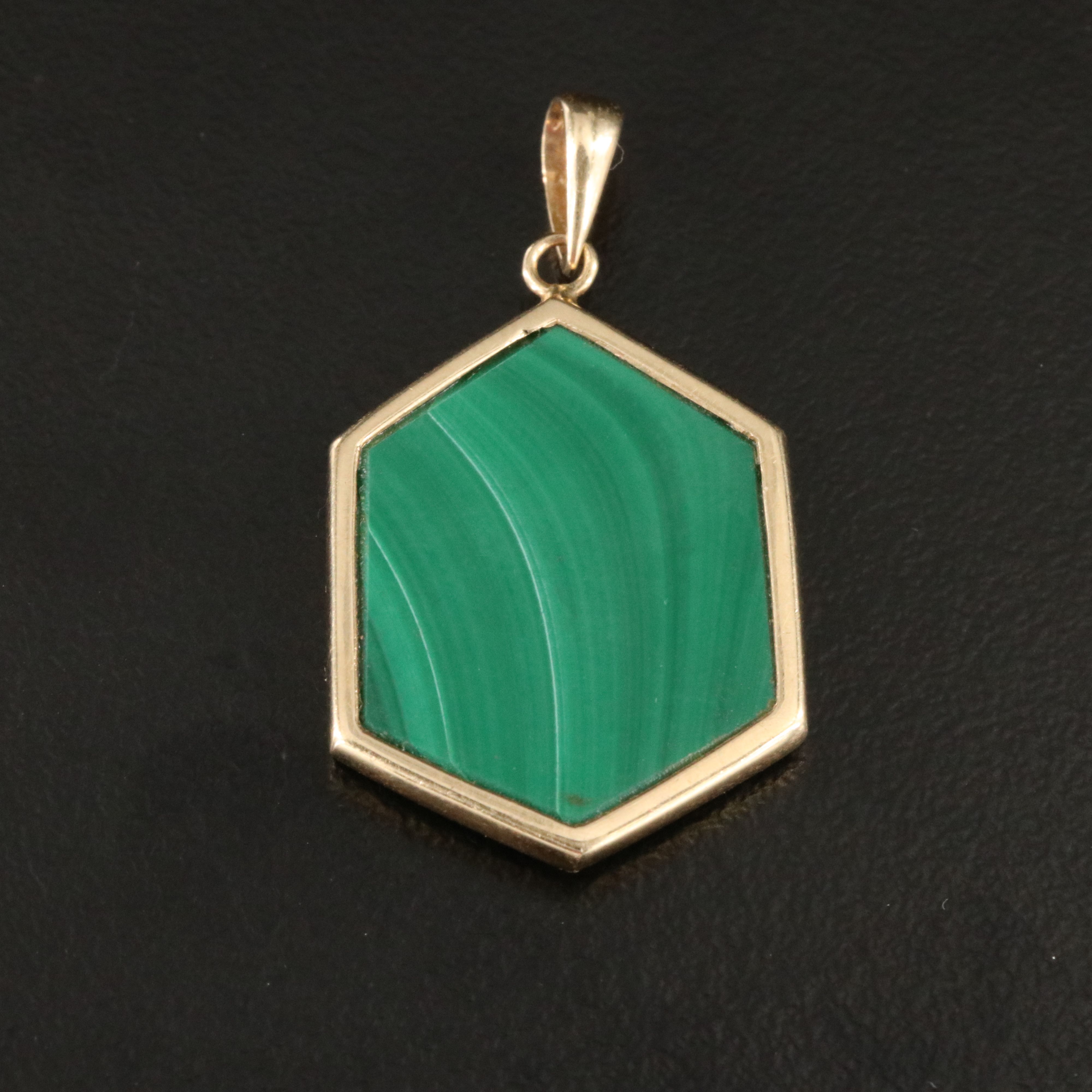 14K Malachite, Opal and Lapis Lazuli Inlay Pendant