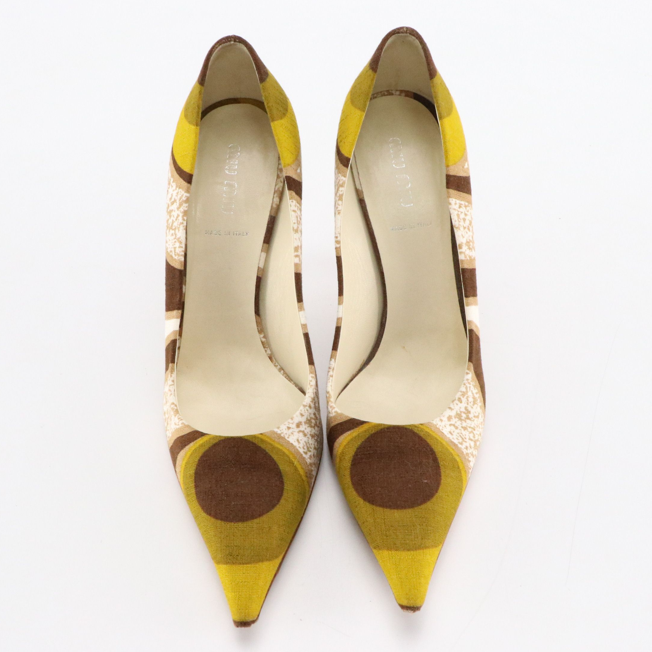 Miu Miu Pointed-Toe Pumps in Printed Canvas