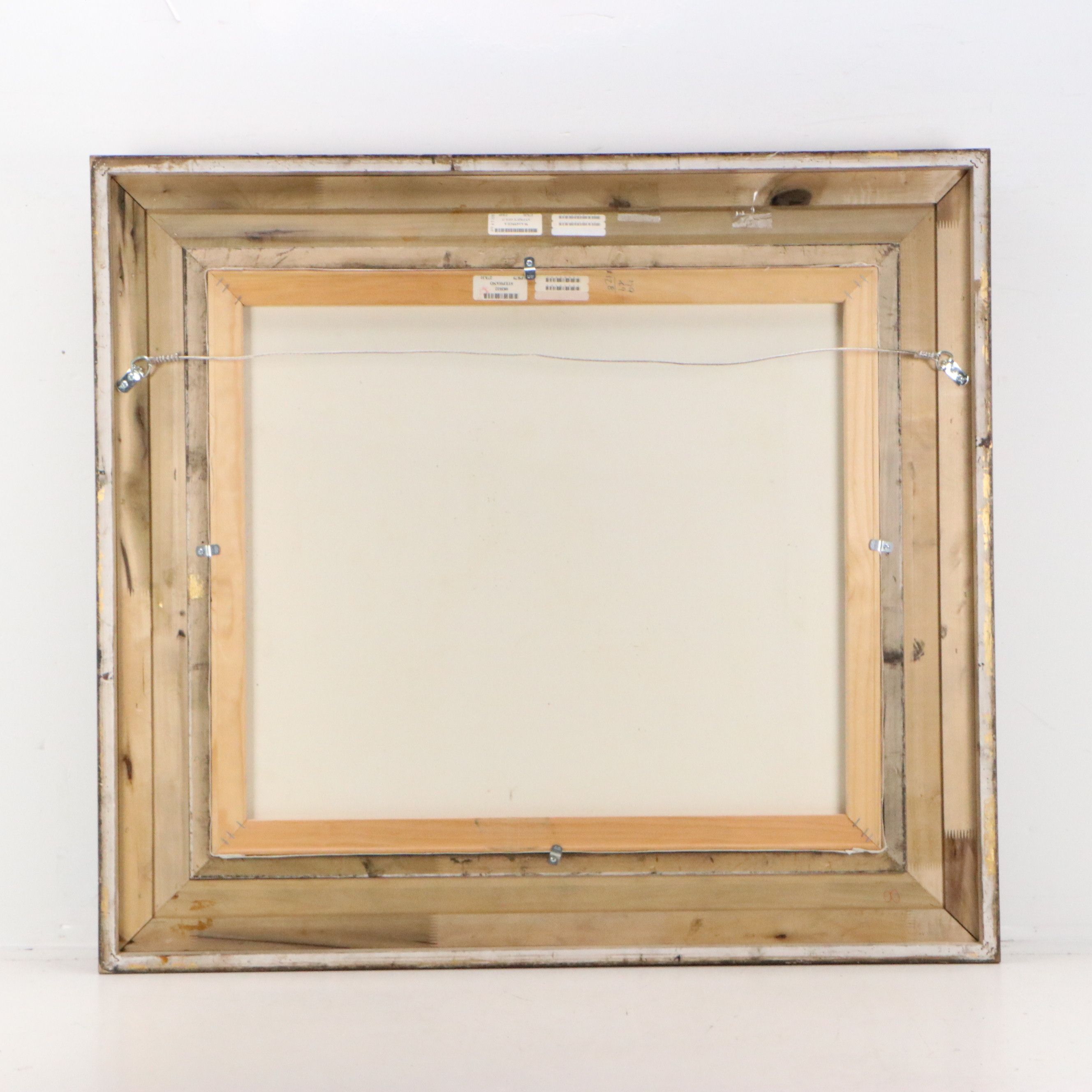 Italian Village Oil Painting of Flower-Lined Cobblestone Street