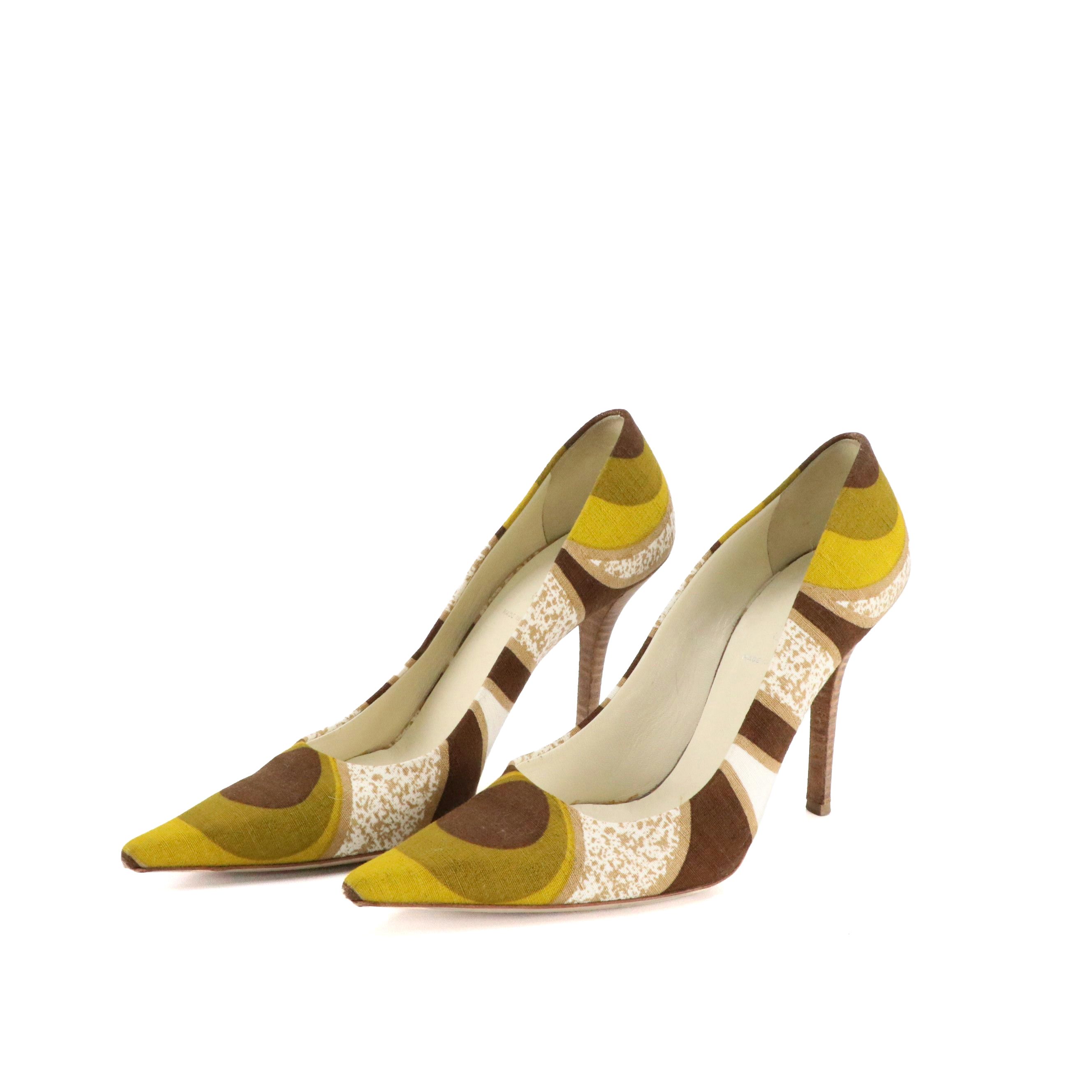Miu Miu Pointed-Toe Pumps in Printed Canvas