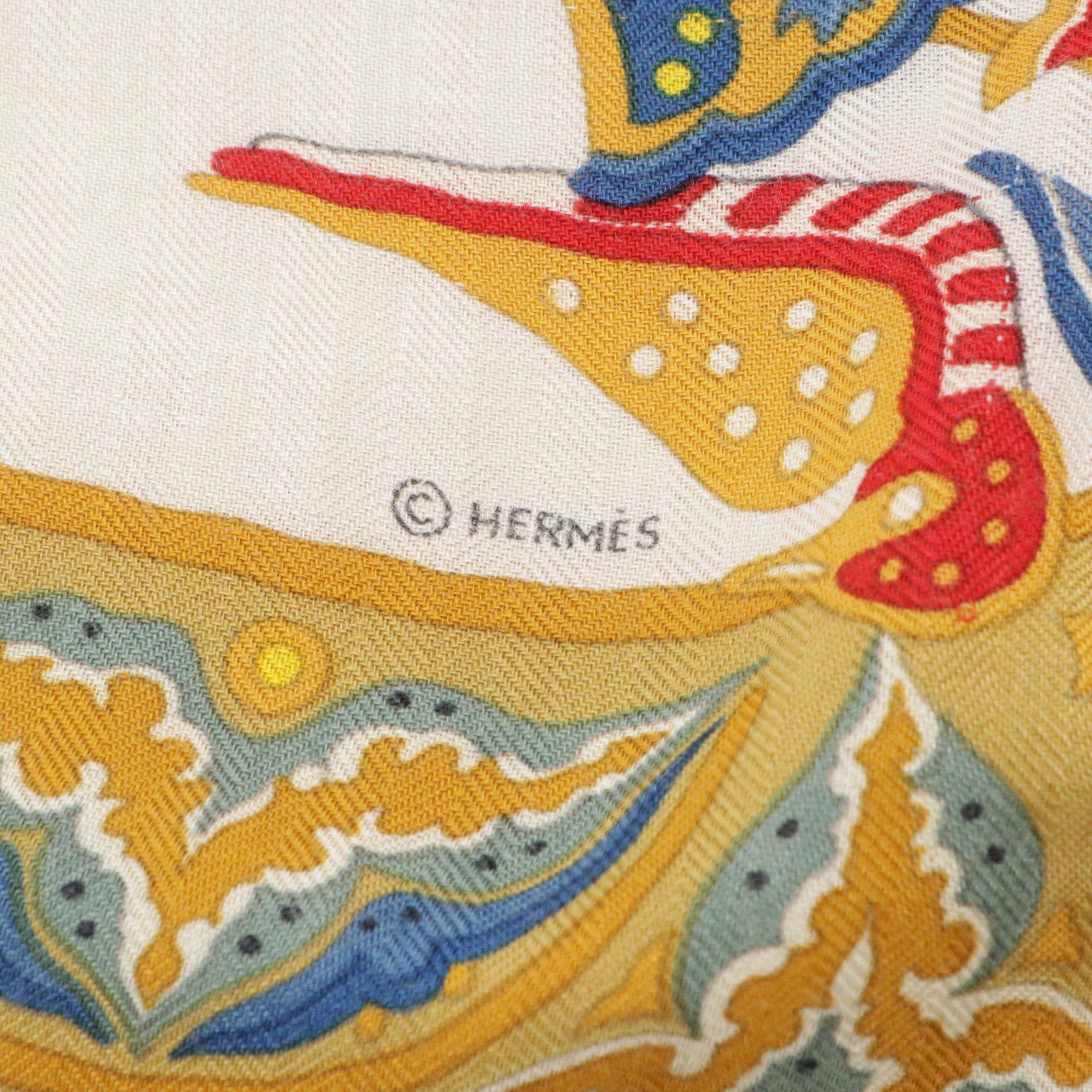 Hermès "Ciels Byzantins" Scarf 140 in Cashmere/Silk Blend with Box