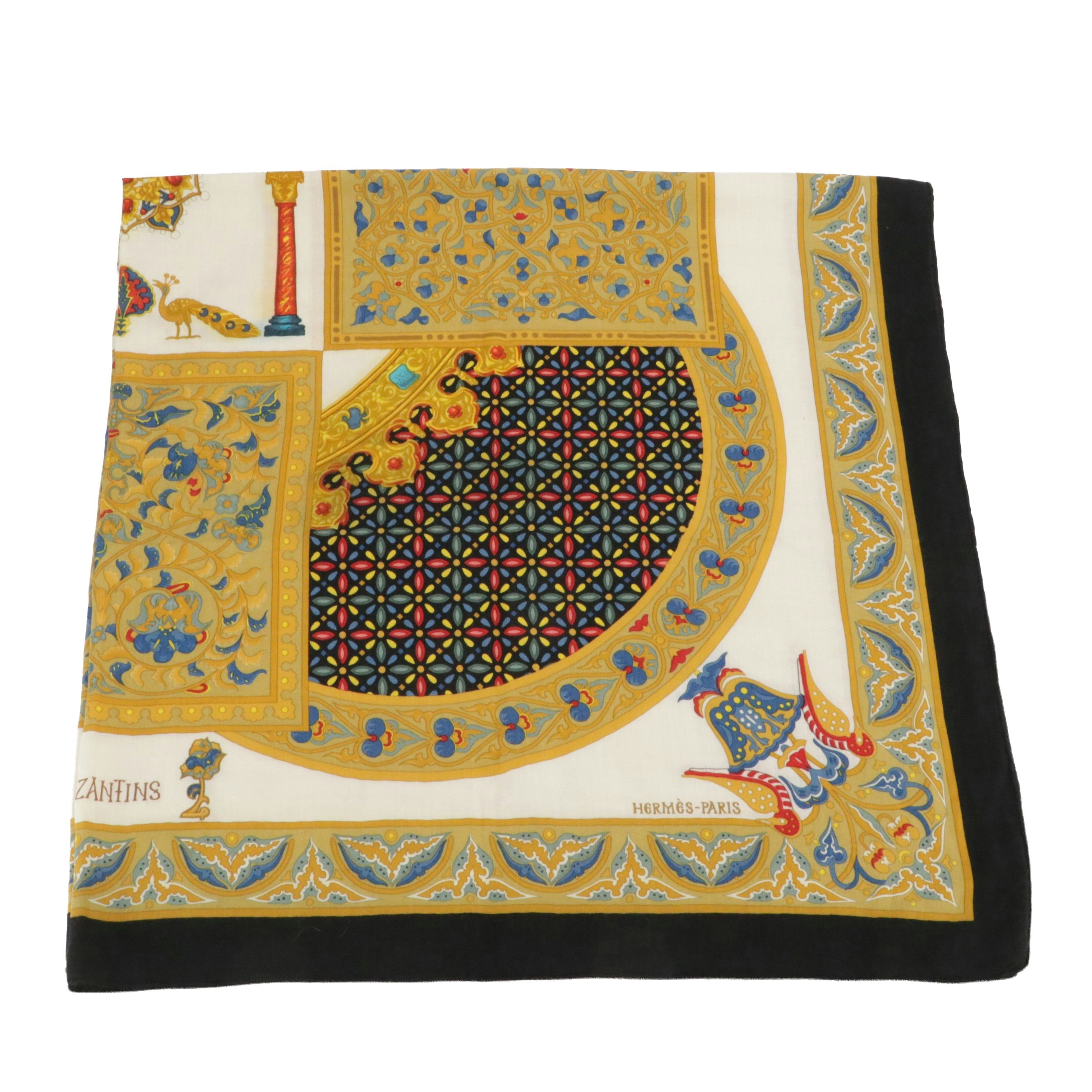 Hermès "Ciels Byzantins" Scarf 140 in Cashmere/Silk Blend with Box