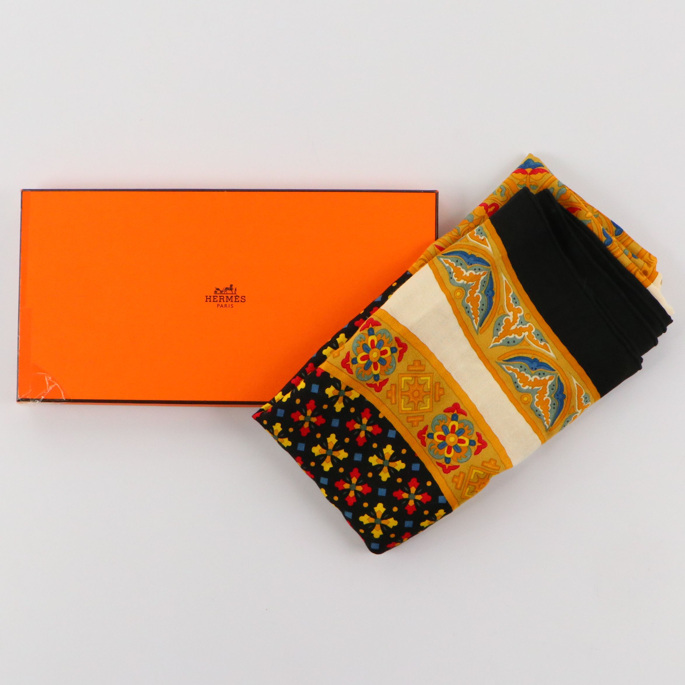 Hermès "Ciels Byzantins" Scarf 140 in Cashmere/Silk Blend with Box