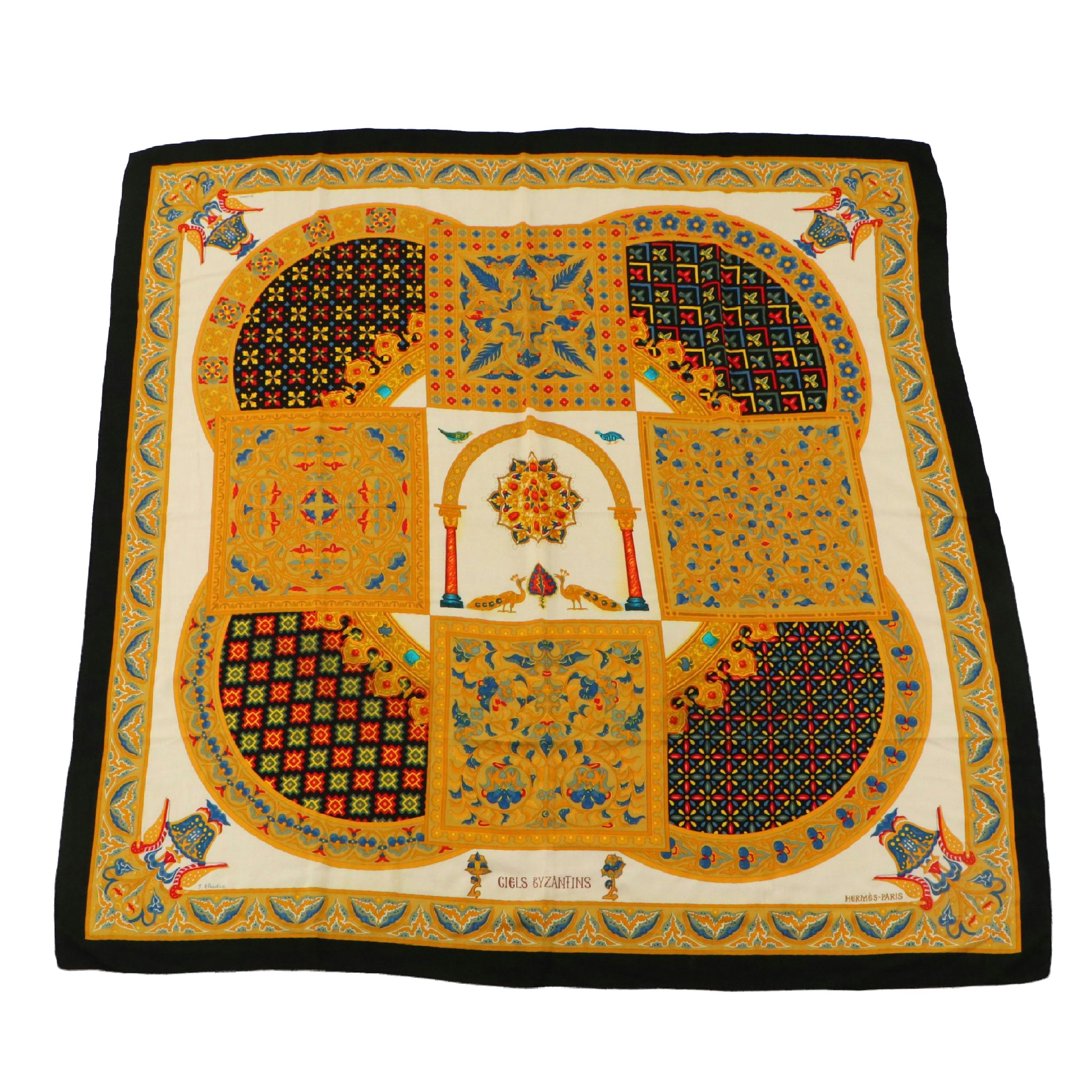 Hermès "Ciels Byzantins" Scarf 140 in Cashmere/Silk Blend with Box