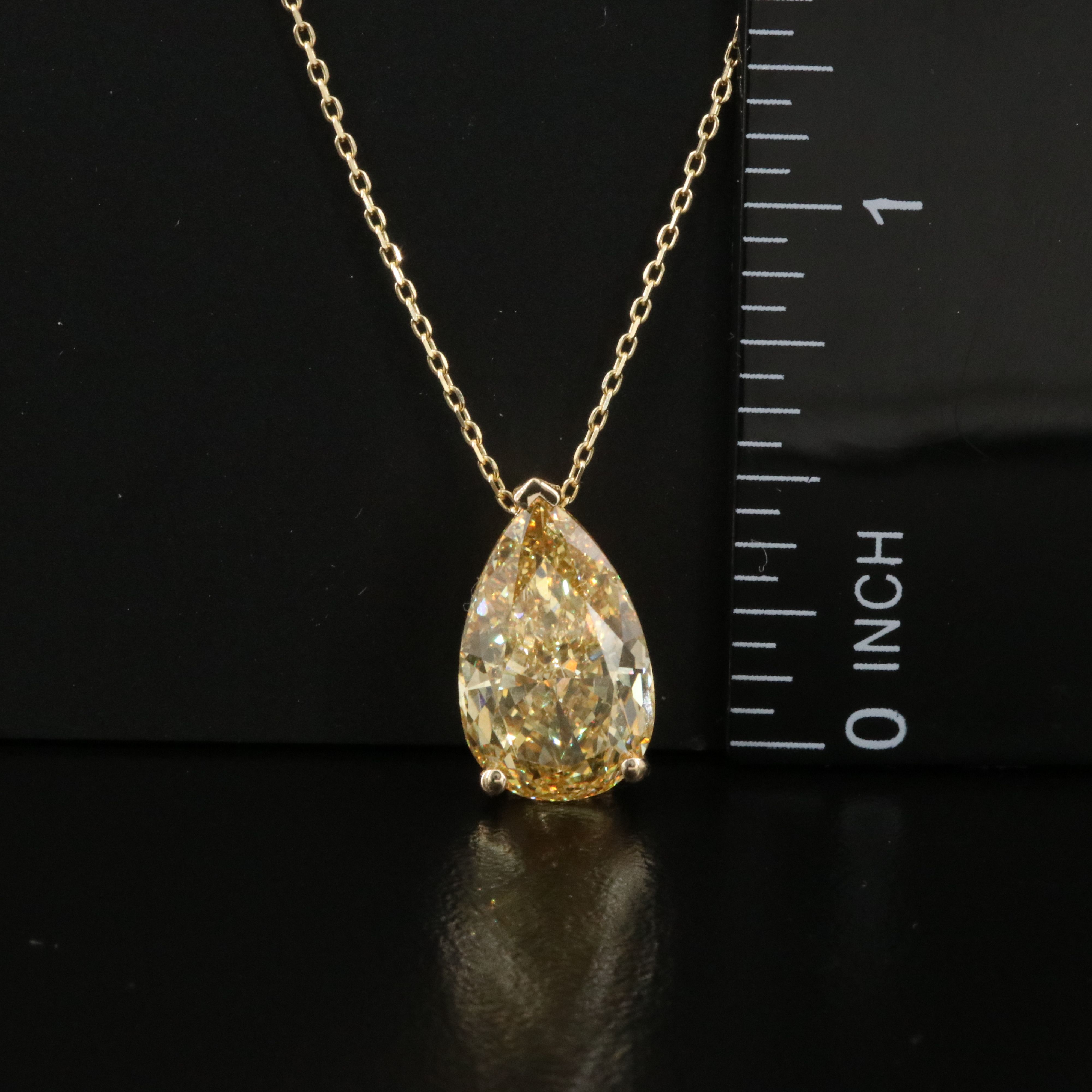 14K 5.10 CT Lab Grown Fancy Vivid Yellow Diamond Necklace with IGI Report