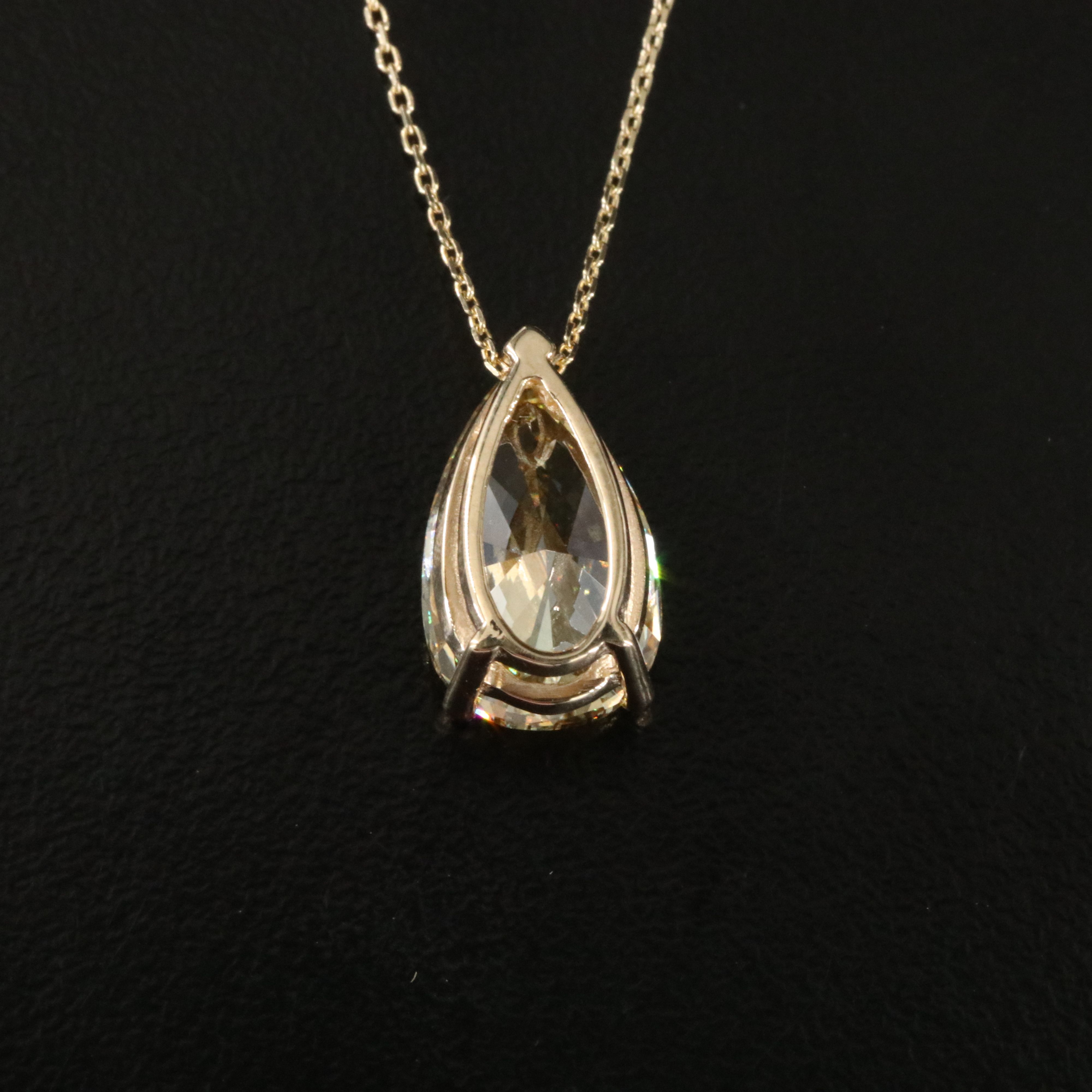 14K 5.10 CT Lab Grown Fancy Vivid Yellow Diamond Necklace with IGI Report