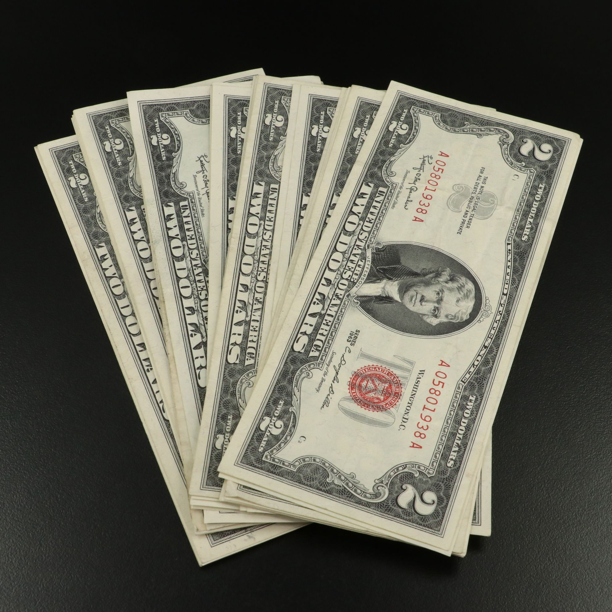 Forty-Nine $2 Red Seal United States Notes, Series 1963