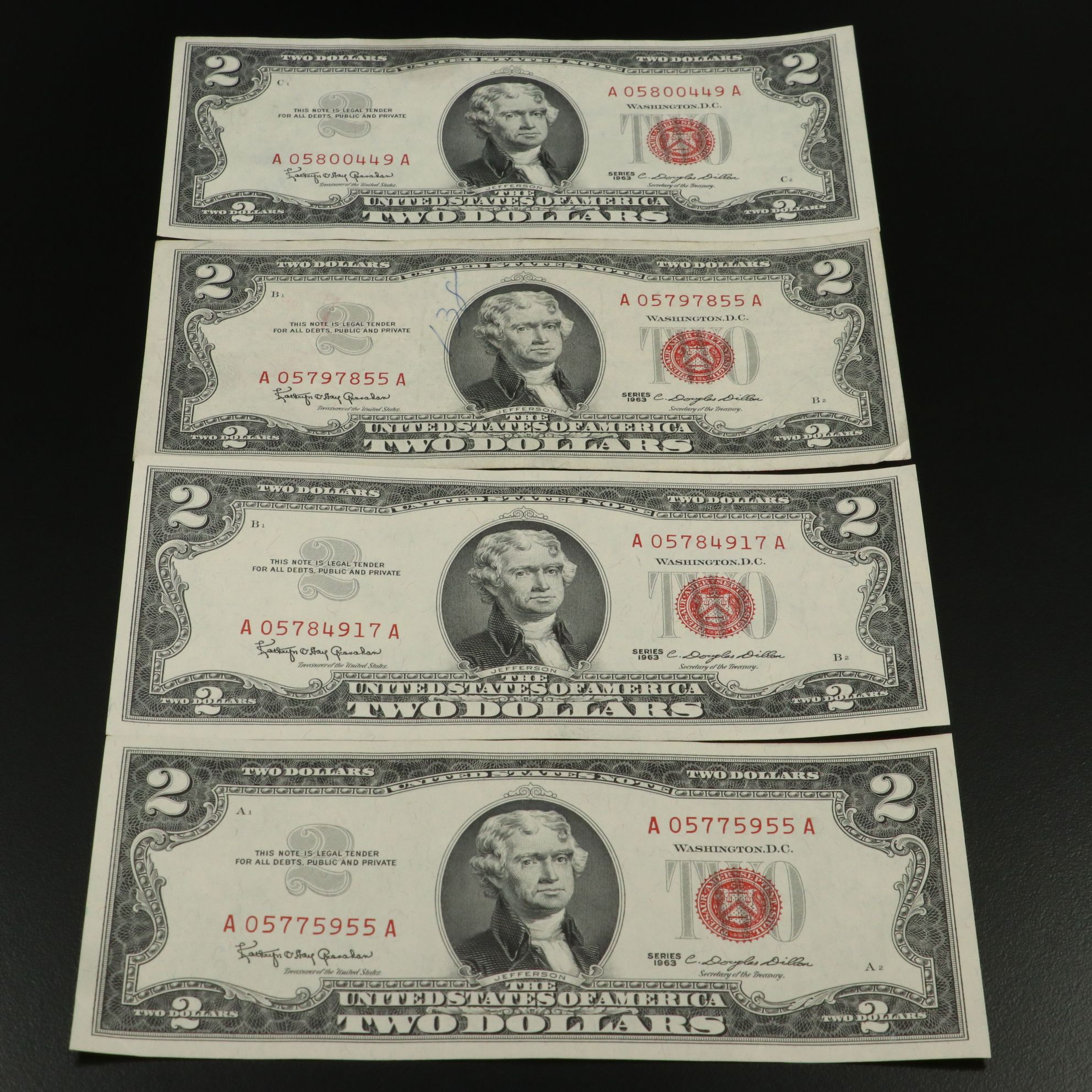 Forty-Nine $2 Red Seal United States Notes, Series 1963