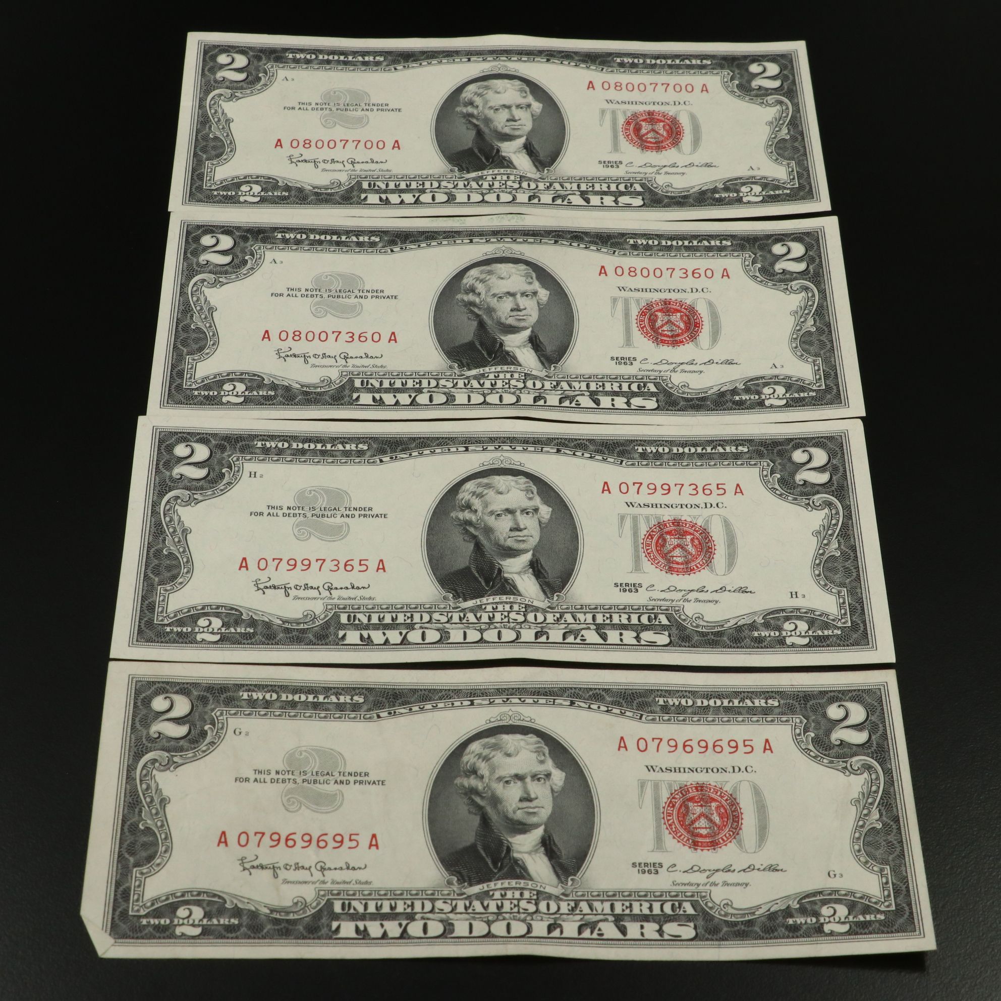 Forty-Nine $2 Red Seal United States Notes, Series 1963