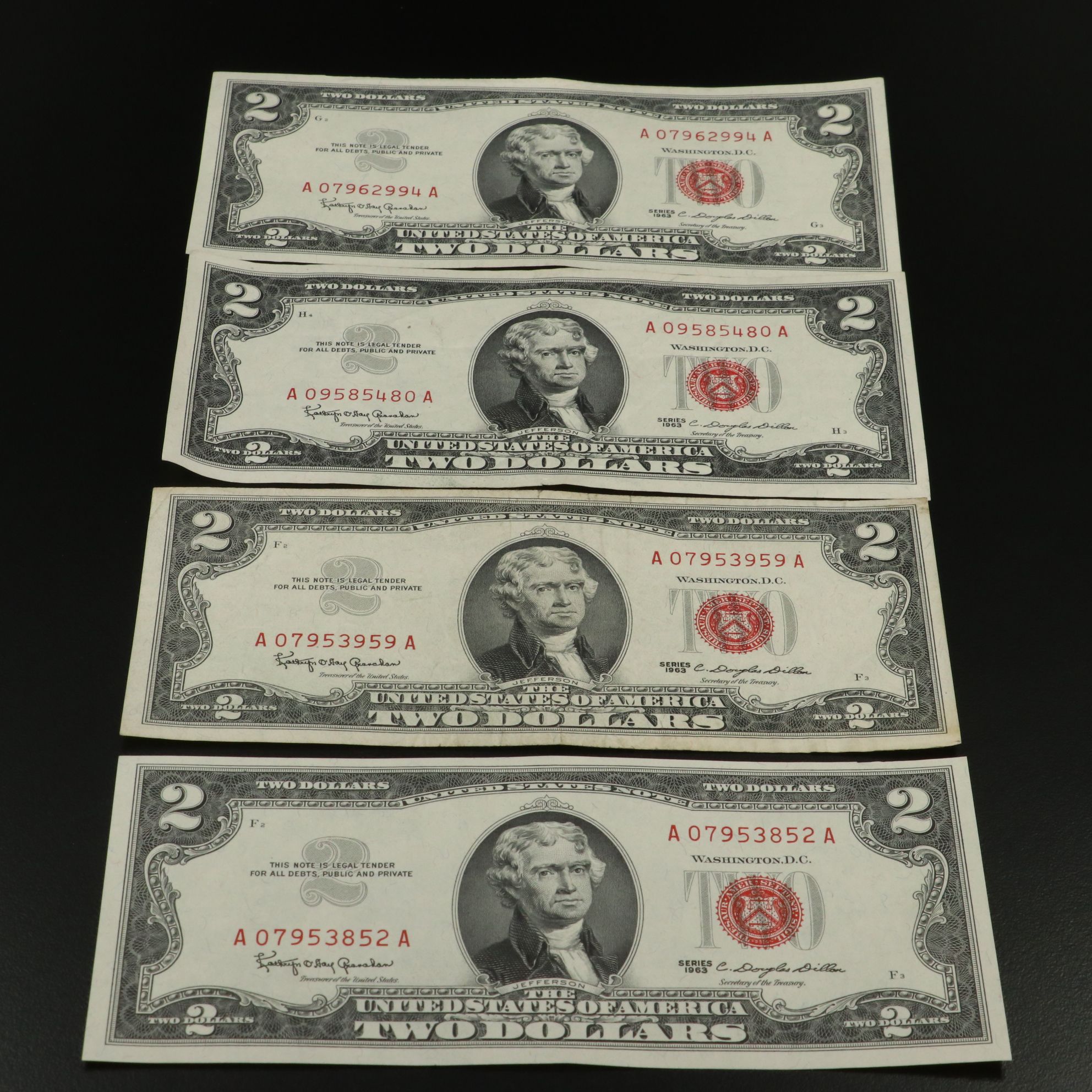 Forty-Nine $2 Red Seal United States Notes, Series 1963