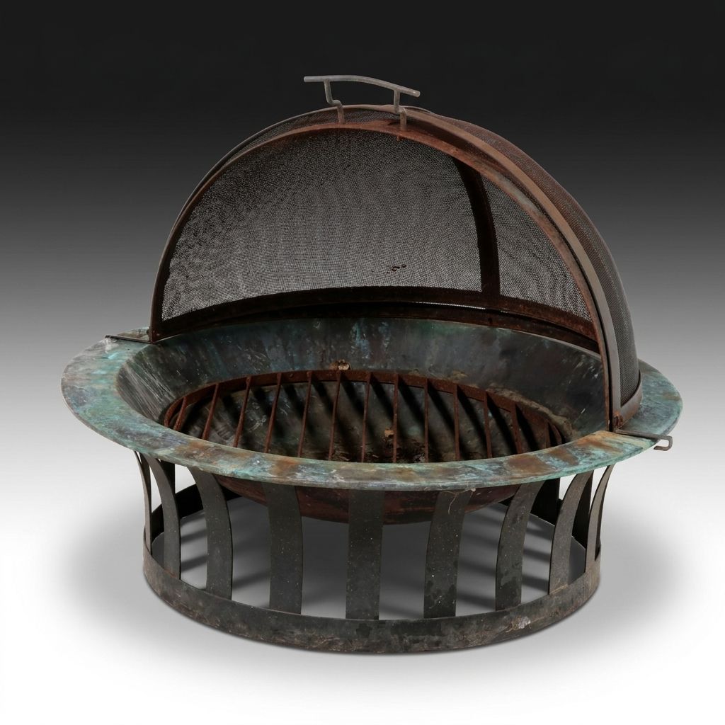 Frontgate Outdoor Fire Pit with Metal Mesh Dome