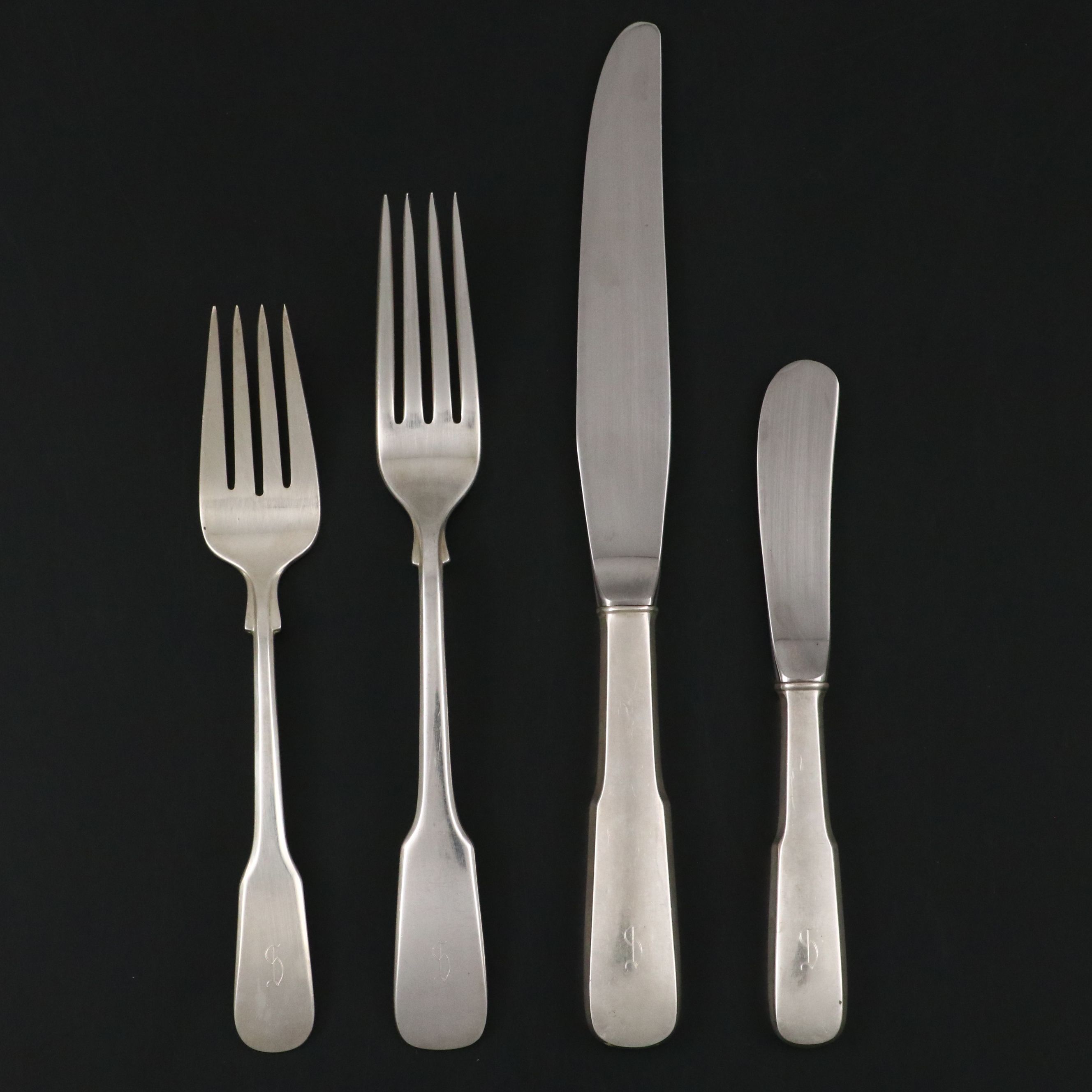 International "1810" Monogrammed Sterling Silver Flatware