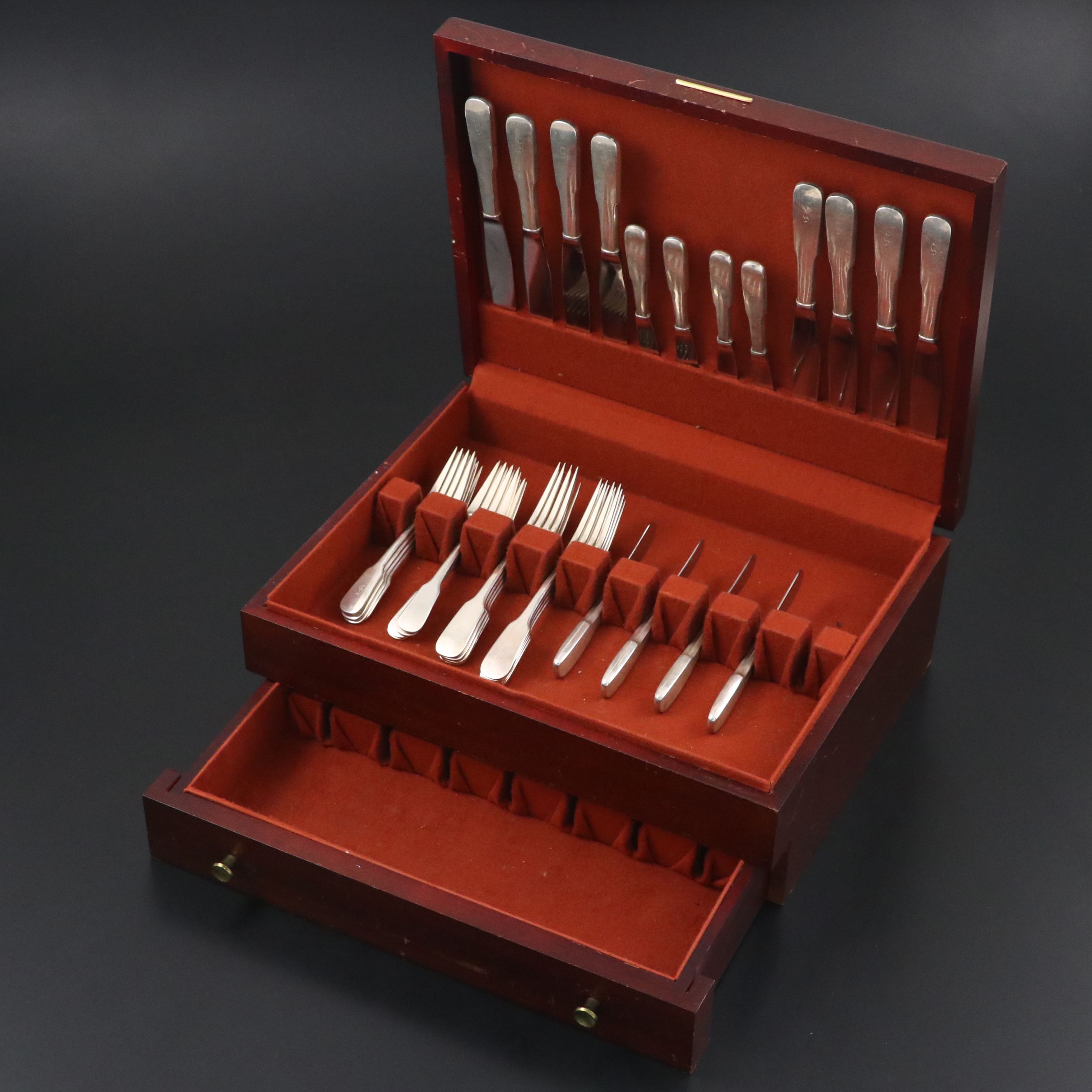 International "1810" Monogrammed Sterling Silver Flatware