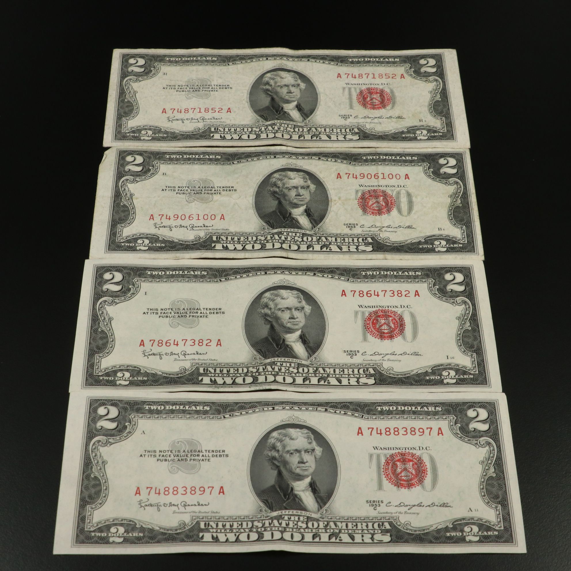 Fifty-Two $2 Red Seal United States Notes, 1953 and 1963