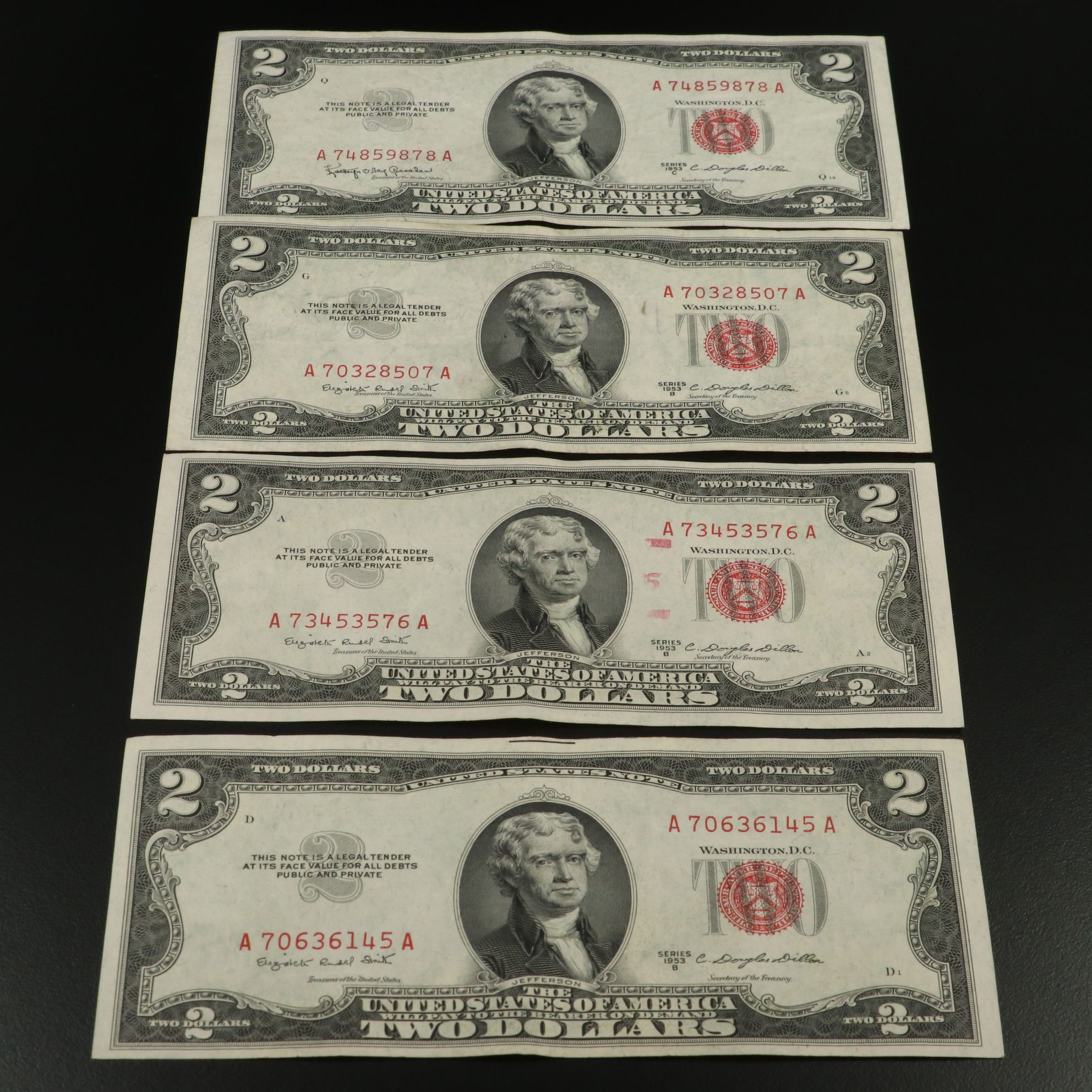 Fifty-Two $2 Red Seal United States Notes, 1953 and 1963