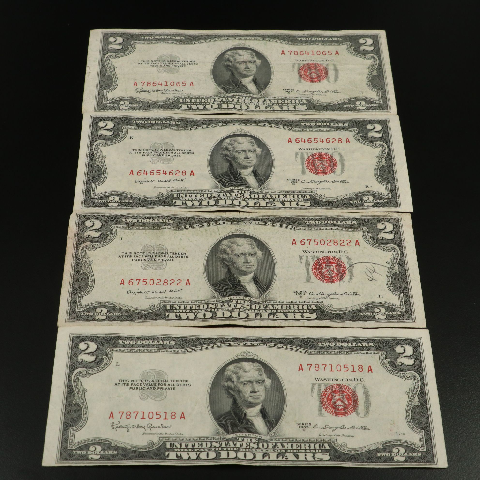 Fifty-Two $2 Red Seal United States Notes, 1953 and 1963