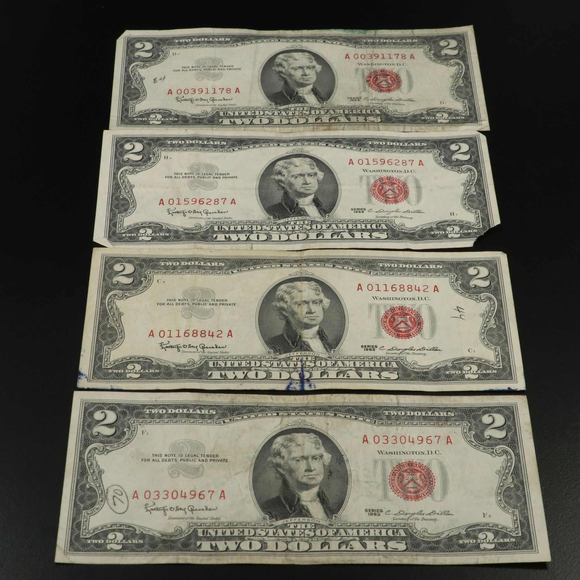 Fifty-Two $2 Red Seal United States Notes, 1953 and 1963