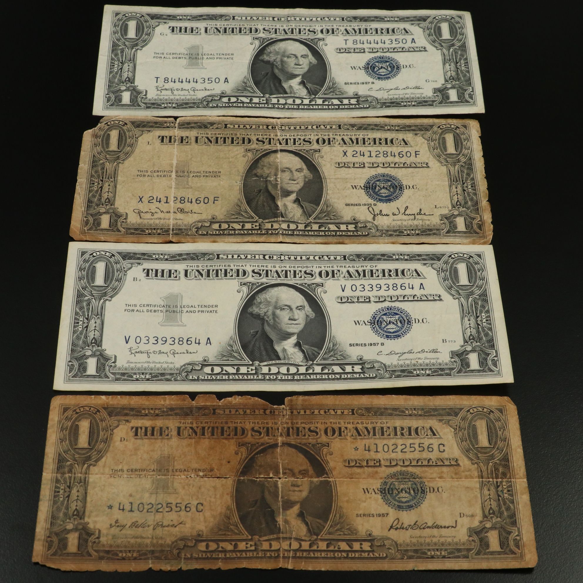 Fifty-Nine U.S. Banknotes, $2 United States Notes and $1 Silver Certificates