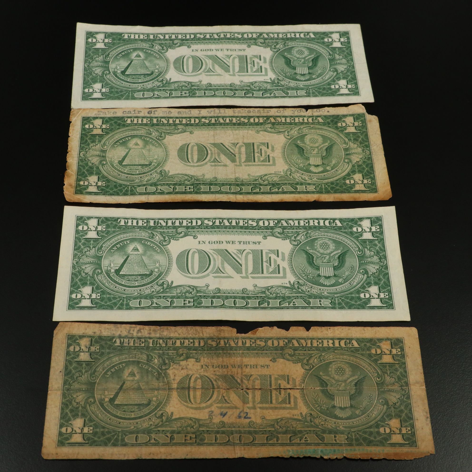 Fifty-Nine U.S. Banknotes, $2 United States Notes and $1 Silver Certificates