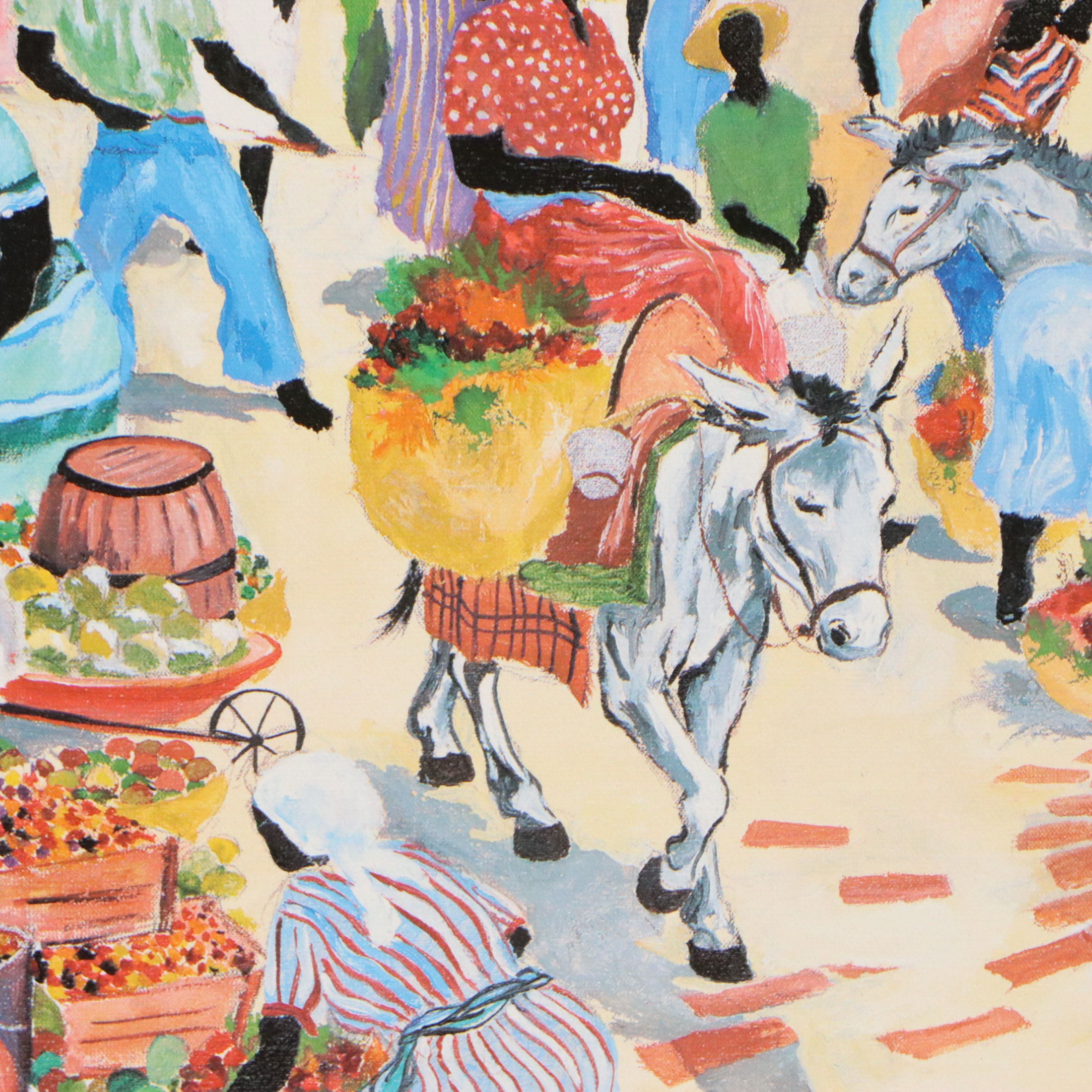 Offset Lithograph After Harold Rigaud of Village Scene