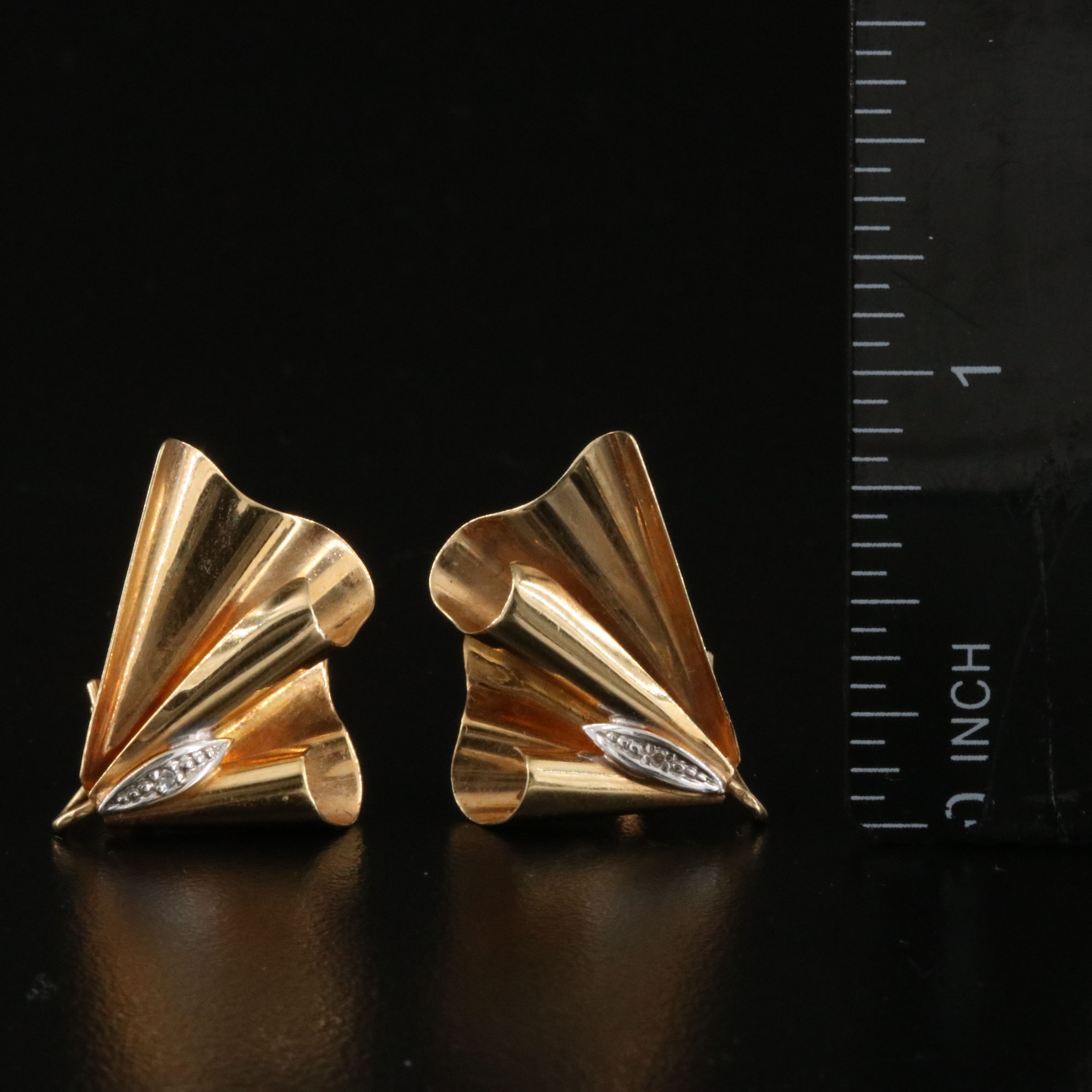 Vintage 14K 0.43 CTW Diamond Earrings and Converter Brooch