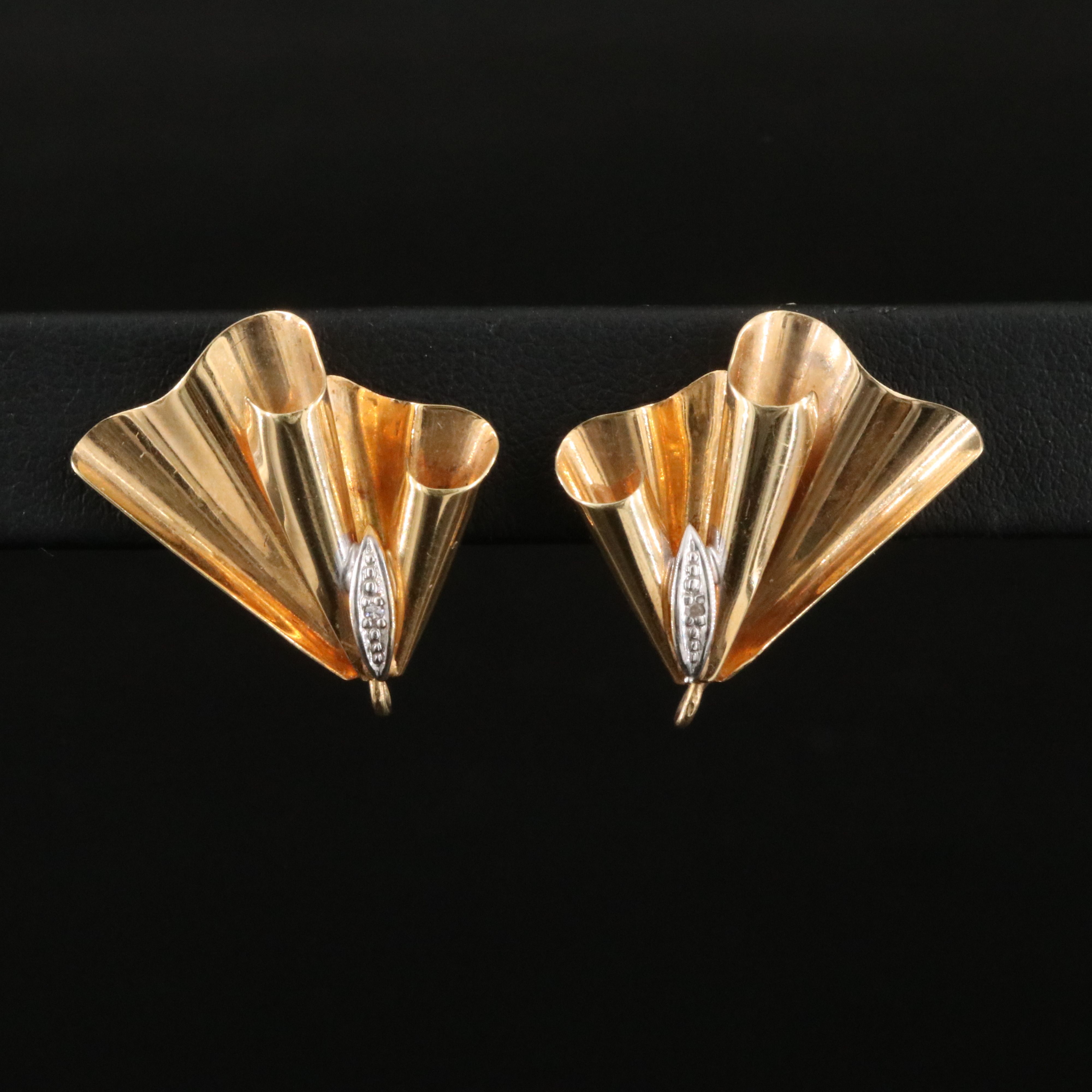 Vintage 14K 0.43 CTW Diamond Earrings and Converter Brooch
