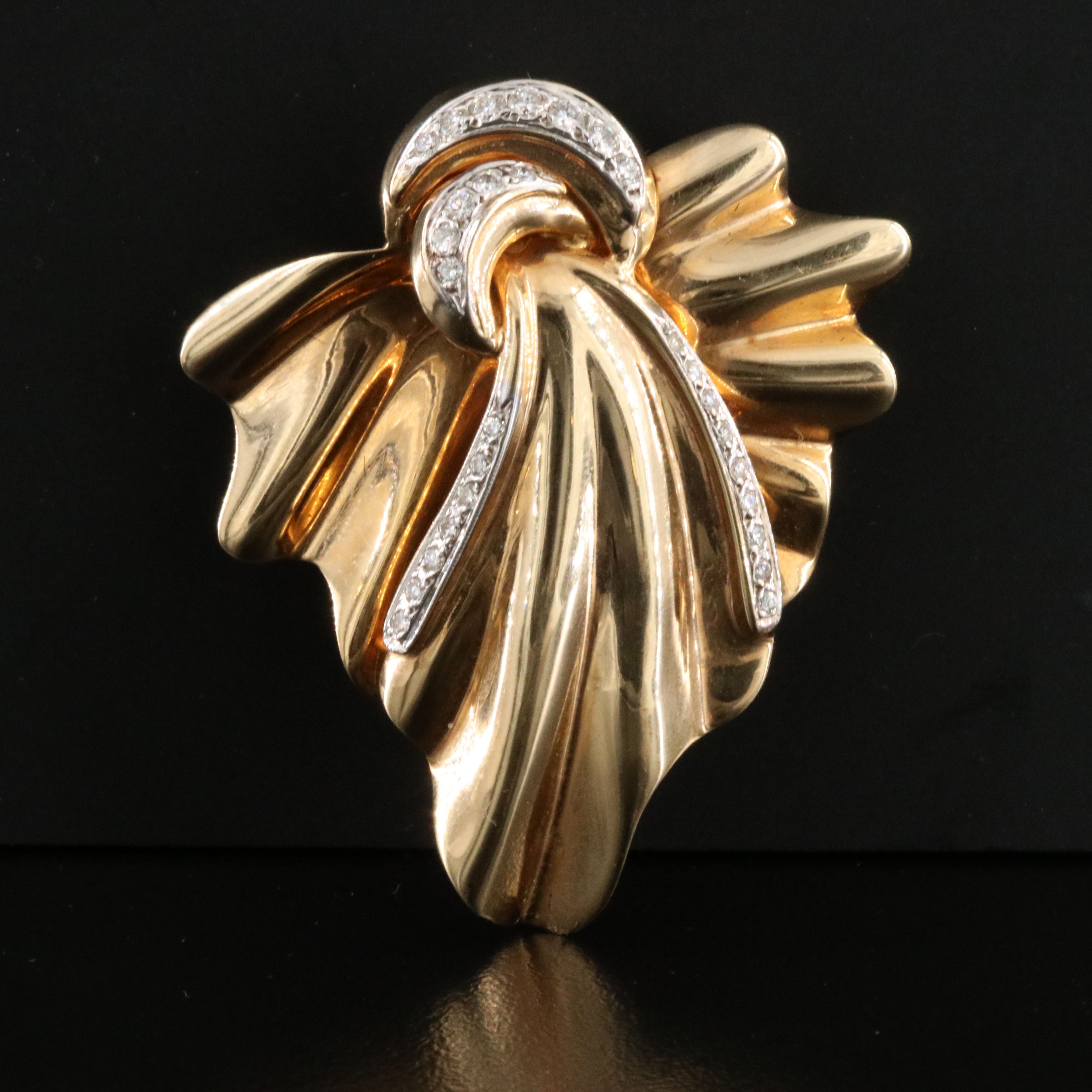 Vintage 14K 0.43 CTW Diamond Earrings and Converter Brooch