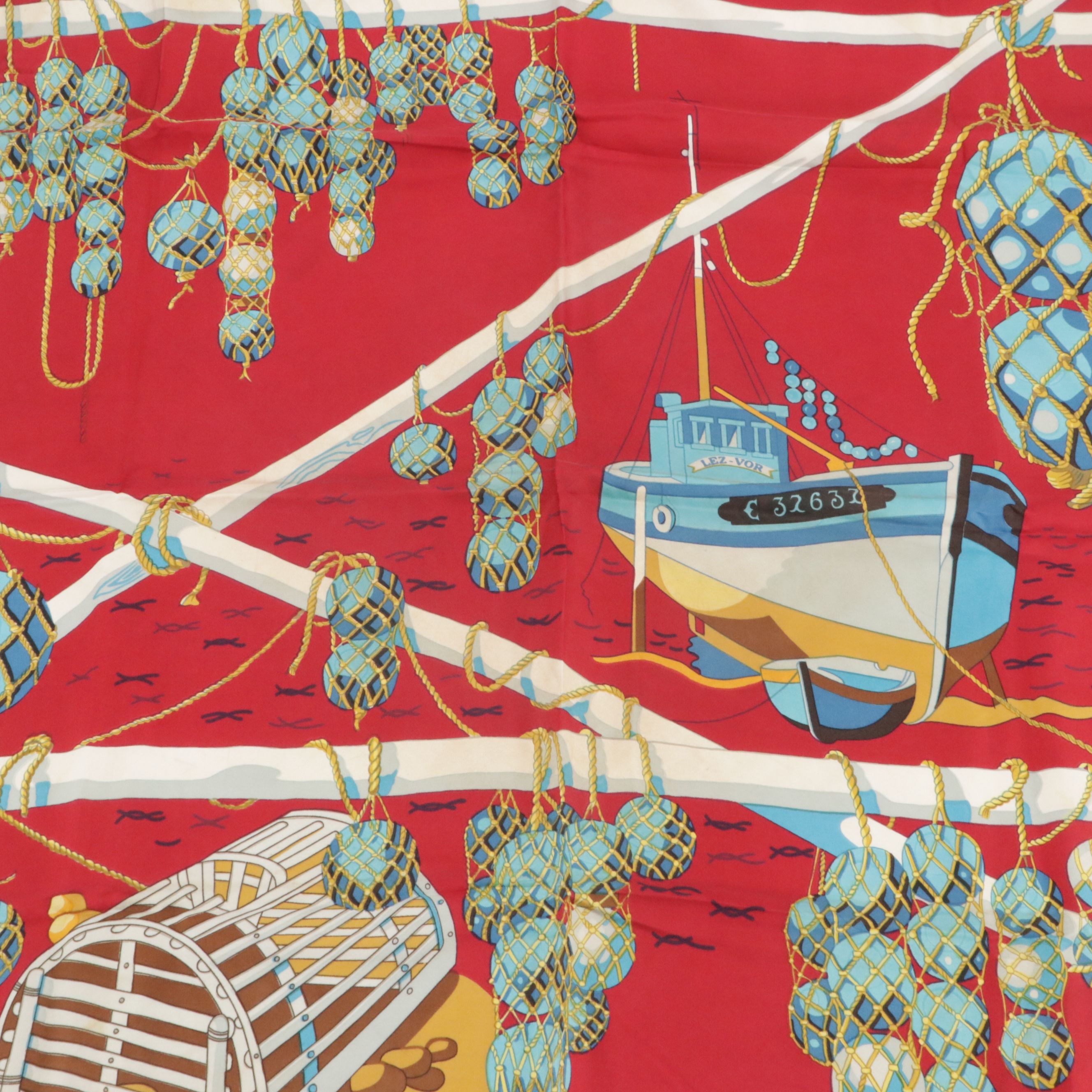 Hermès Early Issue "Les Raisins de la Mer" Scarf 90 in Silk Twill