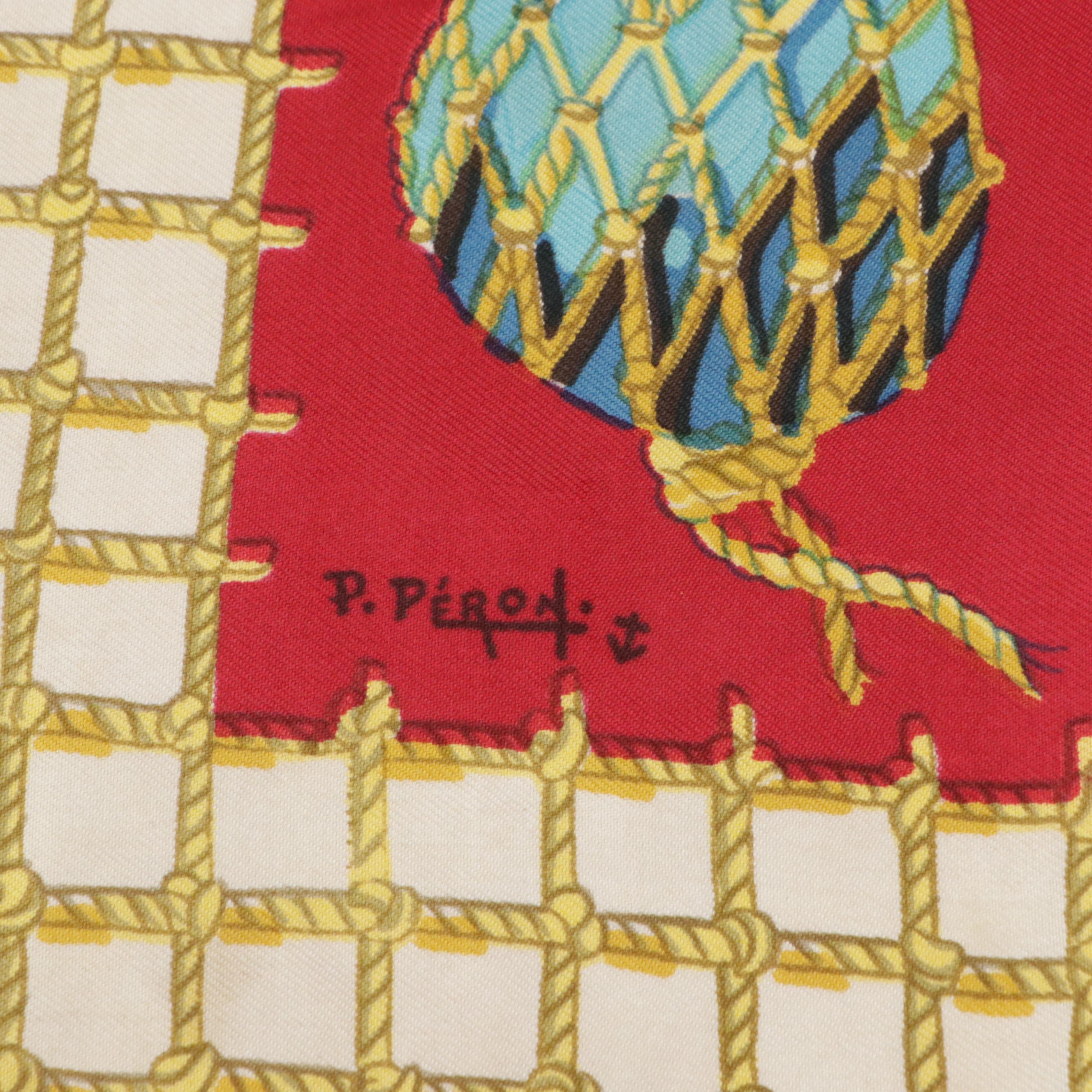 Hermès Early Issue "Les Raisins de la Mer" Scarf 90 in Silk Twill