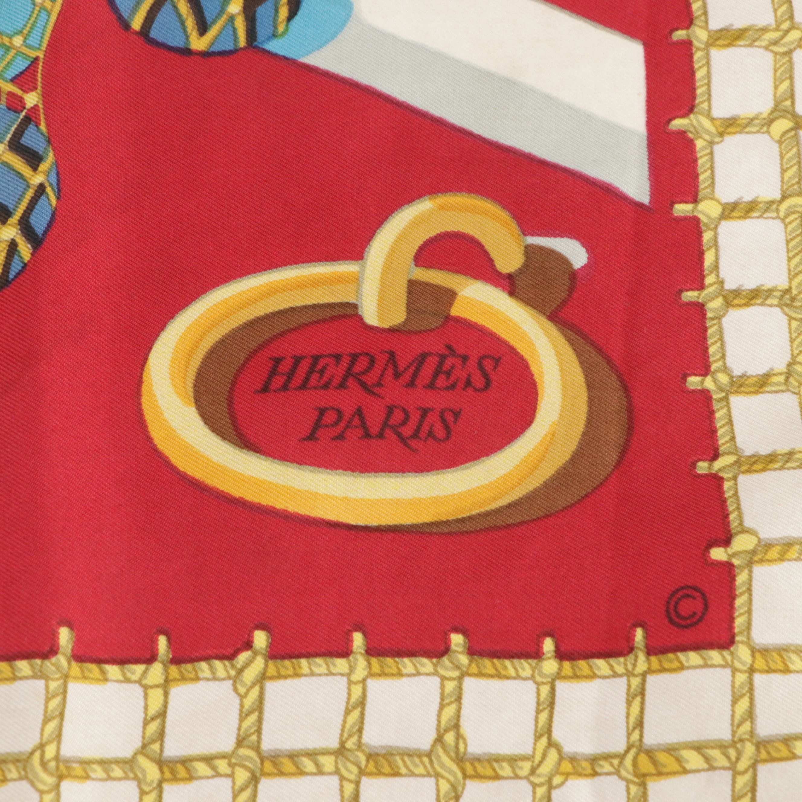 Hermès Early Issue "Les Raisins de la Mer" Scarf 90 in Silk Twill