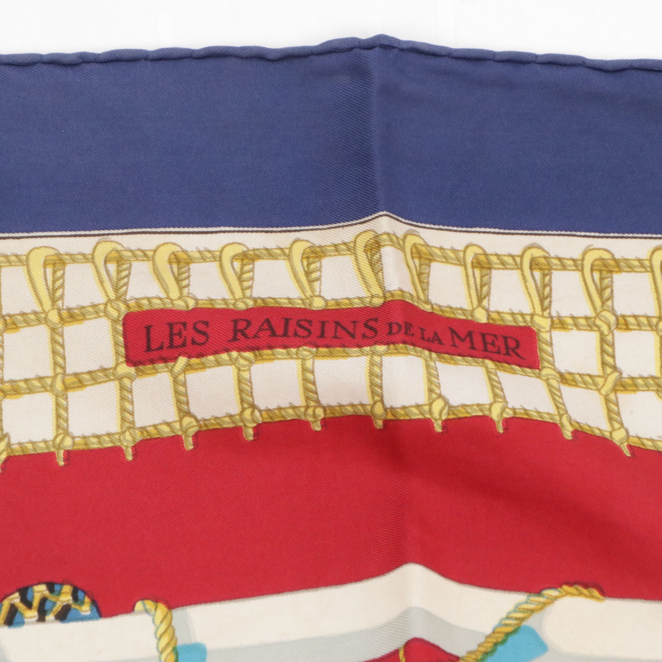 Hermès Early Issue "Les Raisins de la Mer" Scarf 90 in Silk Twill
