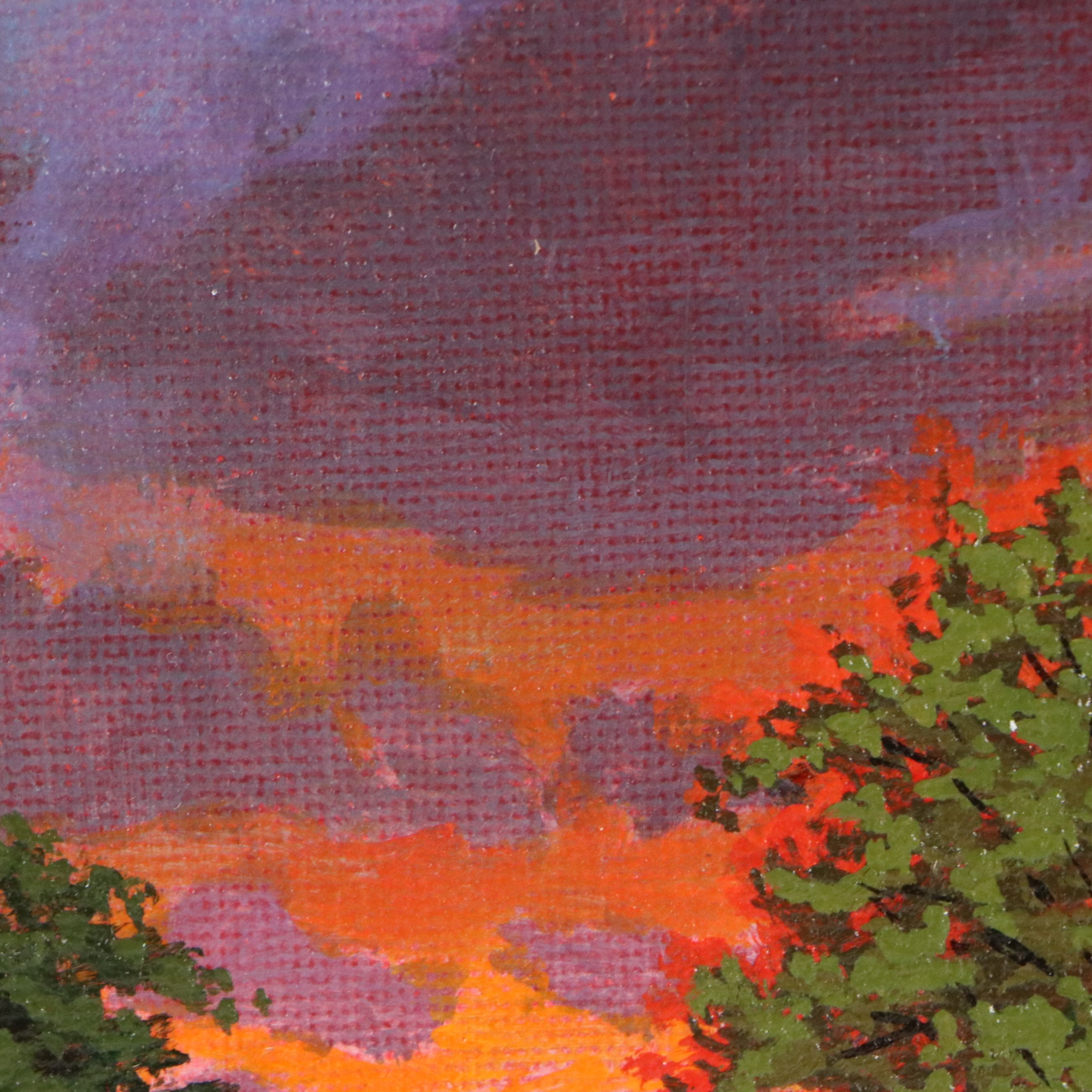 Douglas "Bumo" Johnpeer Acrylic Painting of Marsh Sunset, 21st Century