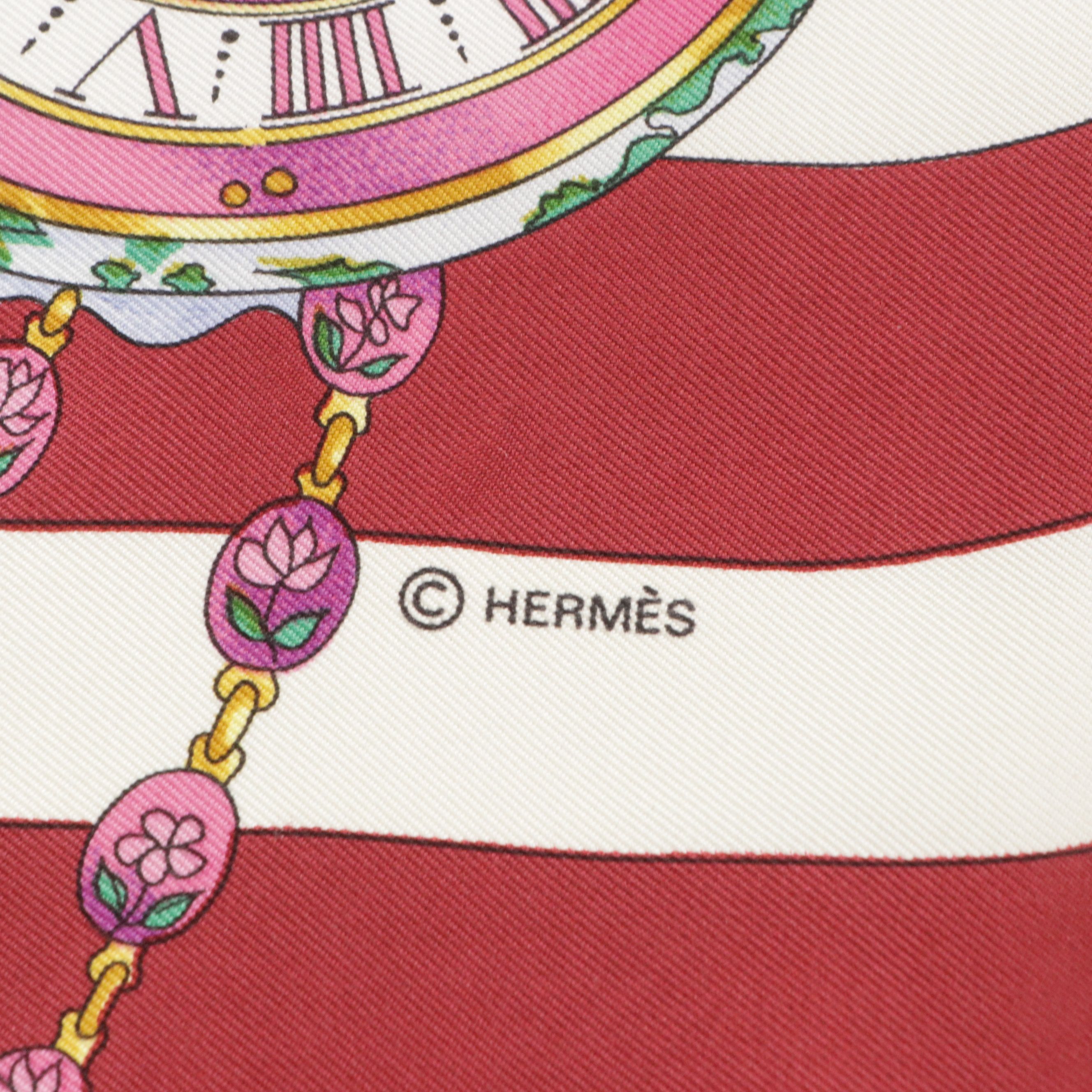 Hermès "La Ronde des Heures" Scarf 90 in Silk Twill