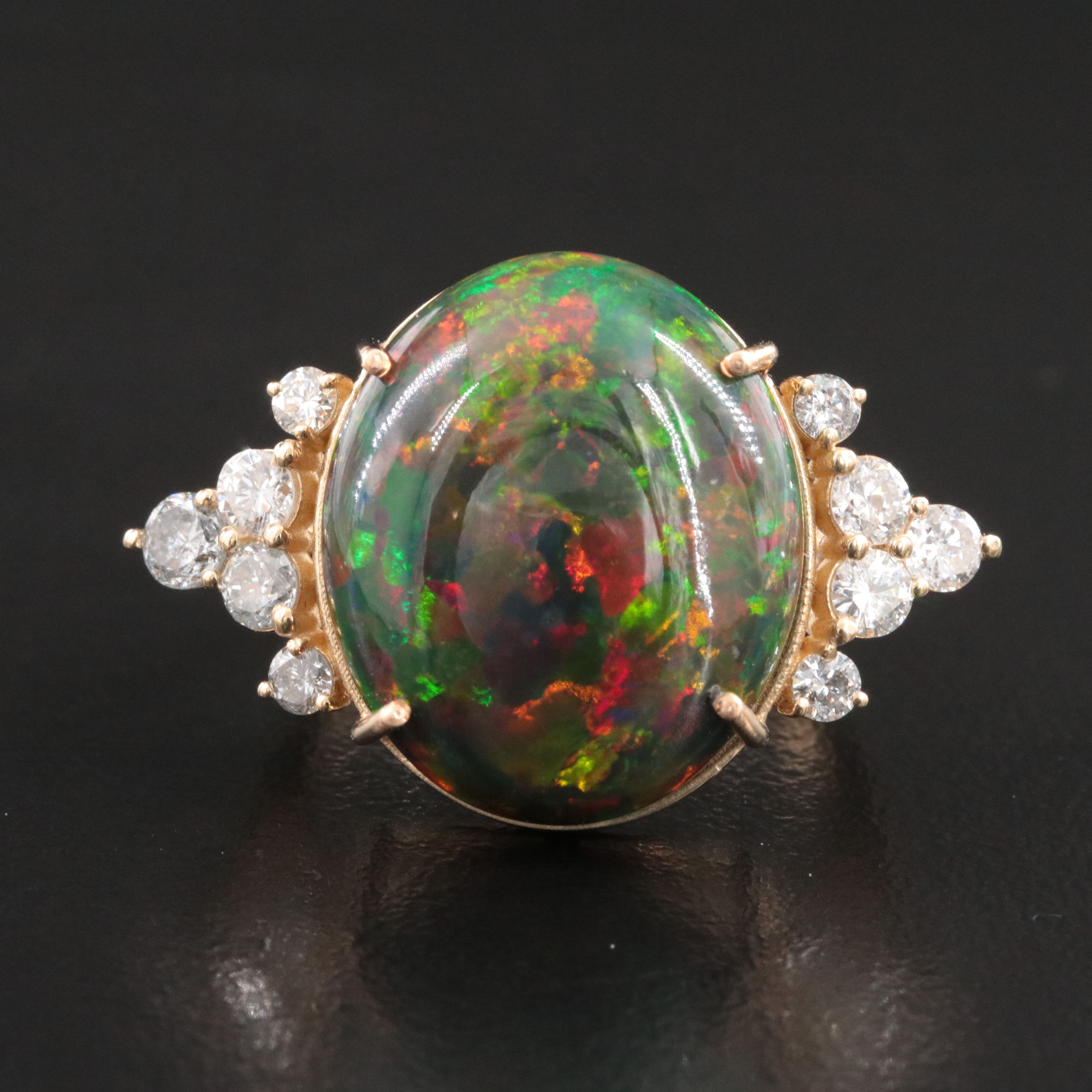 14K 9.94 CT Opal and Diamond Ring