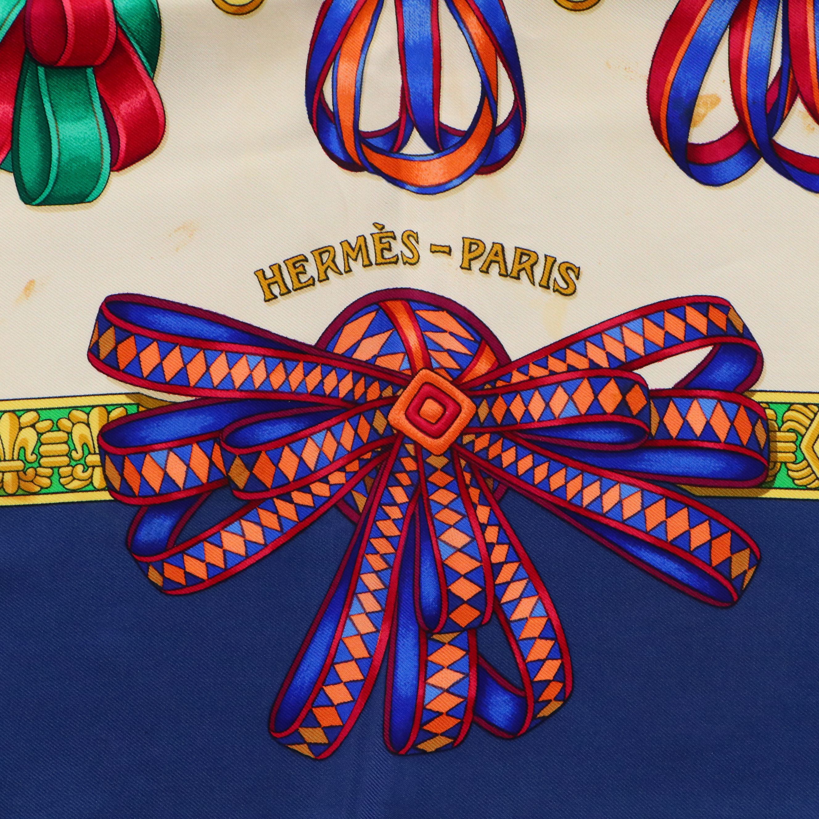 Hermès "Les Rubans du Cheval" Silk Twill Scarf 90 in Box