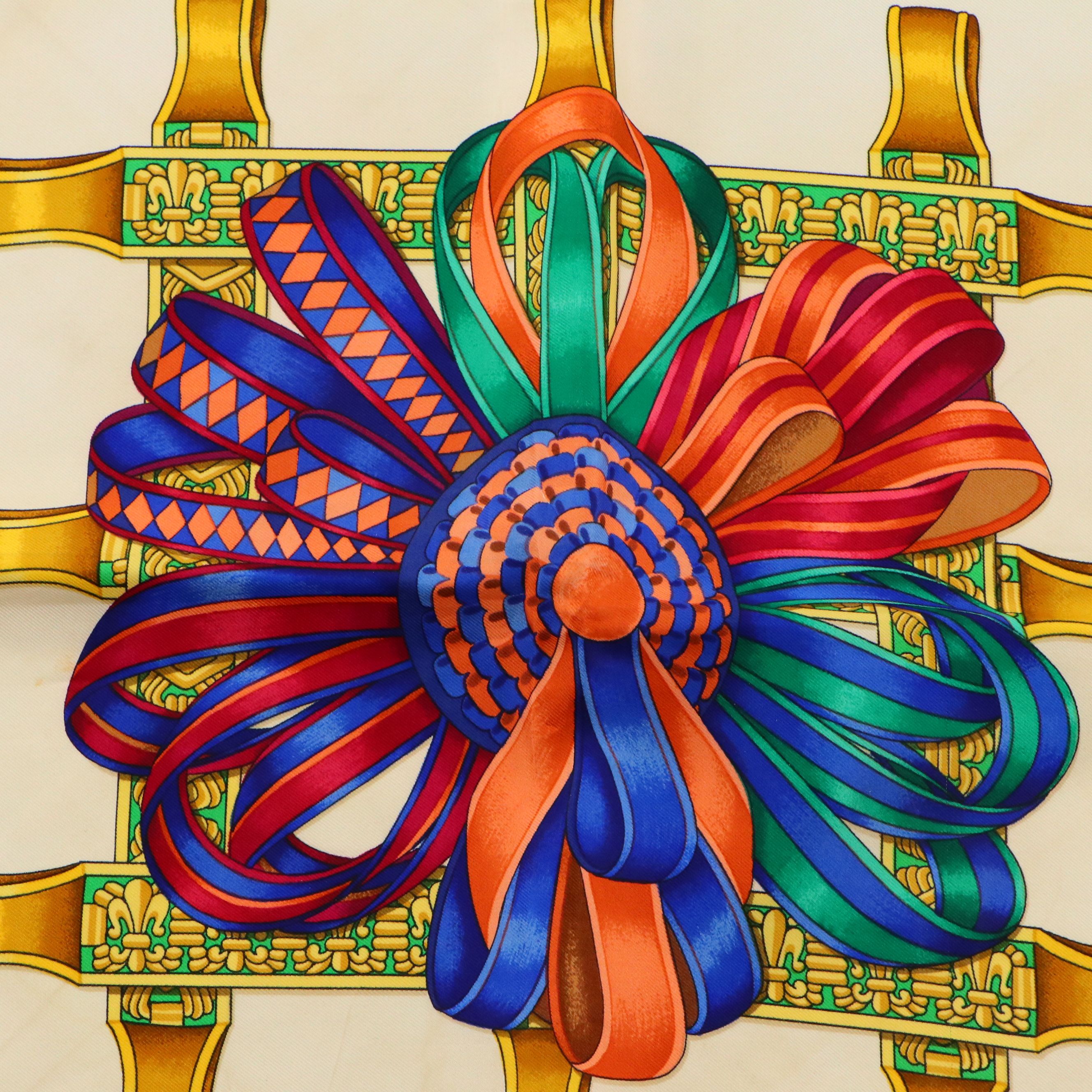 Hermès "Les Rubans du Cheval" Silk Twill Scarf 90 in Box