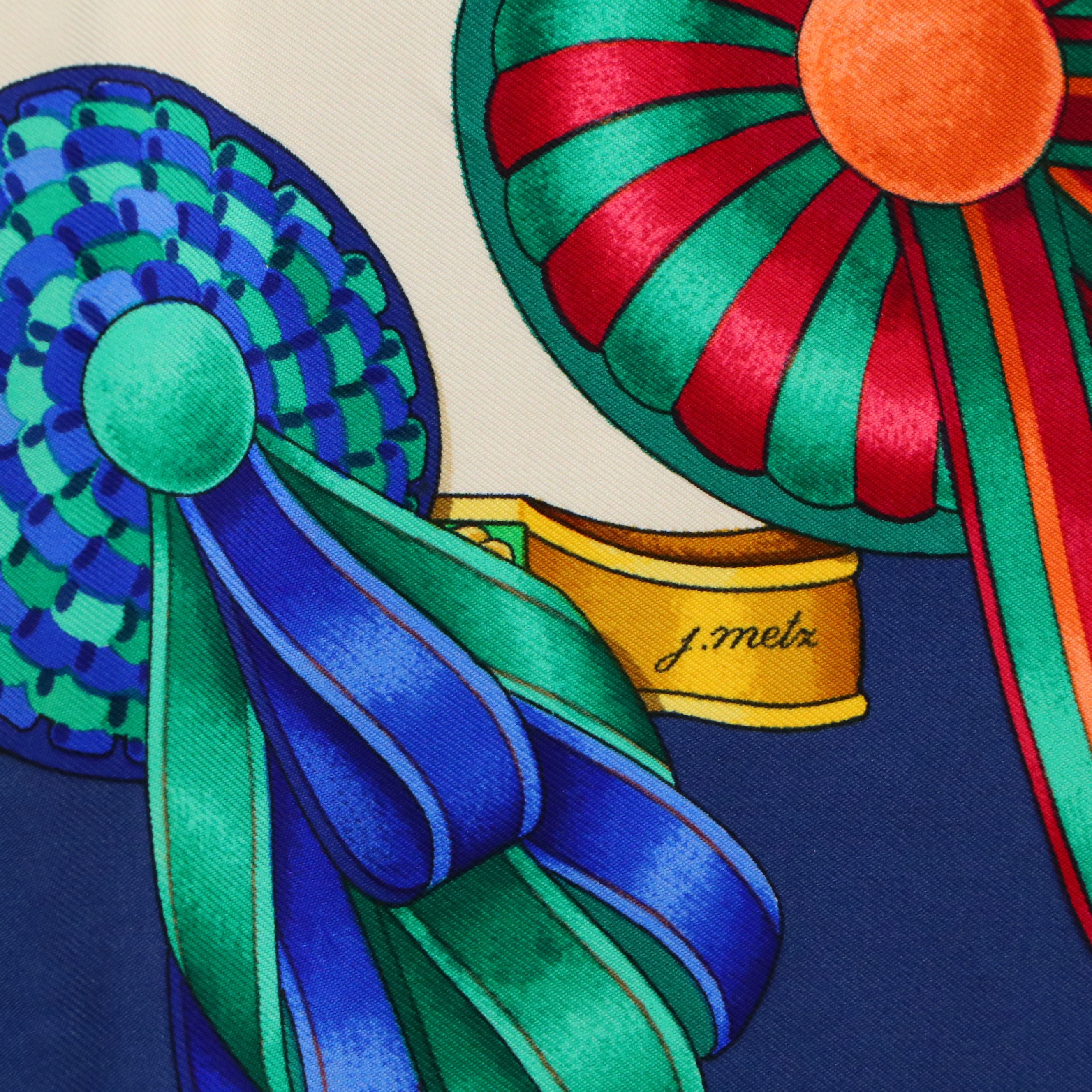 Hermès "Les Rubans du Cheval" Silk Twill Scarf 90 in Box